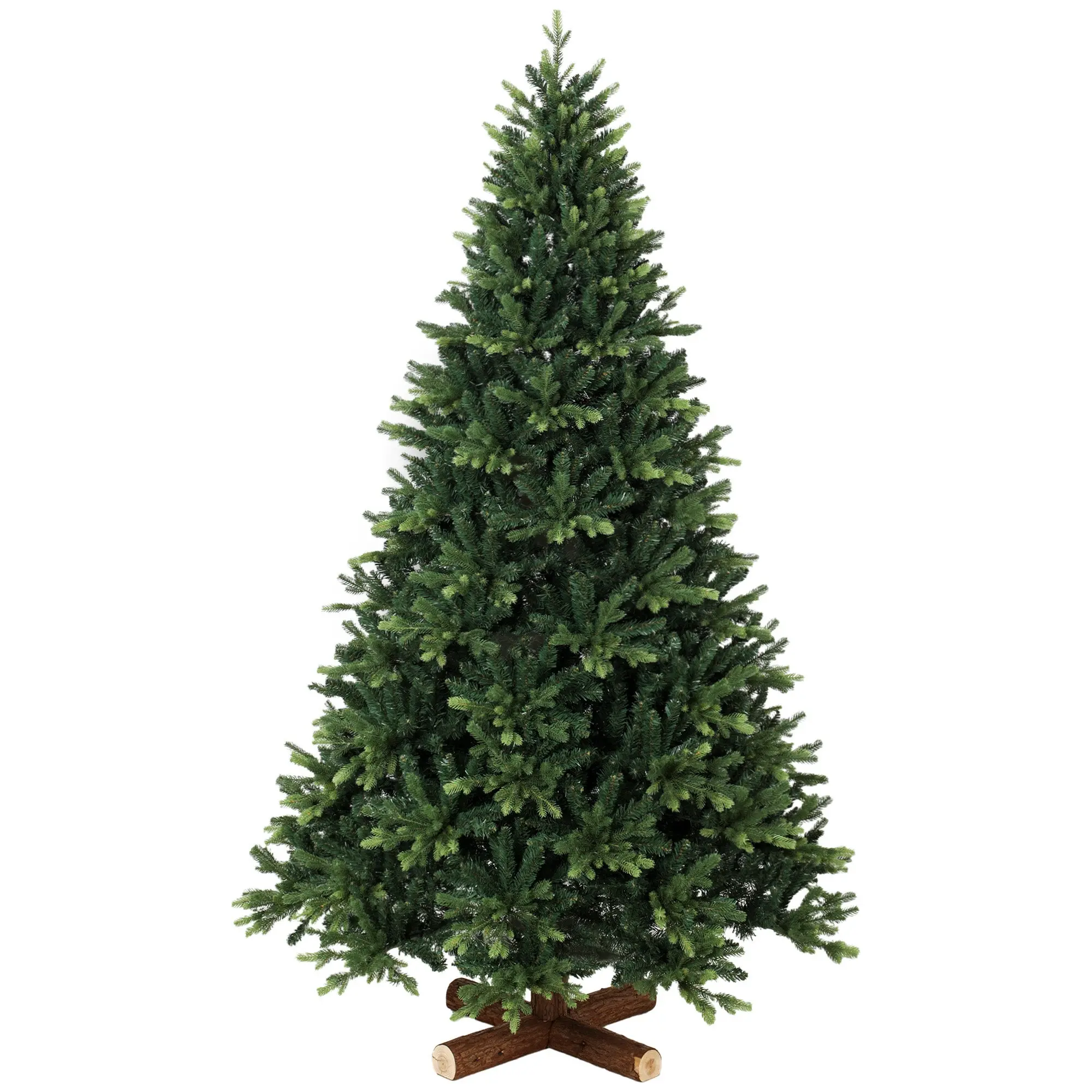 7ft Hinged Xmas Tree with 3834 PE PVC Tips, Auto-open Fir Stand, Green