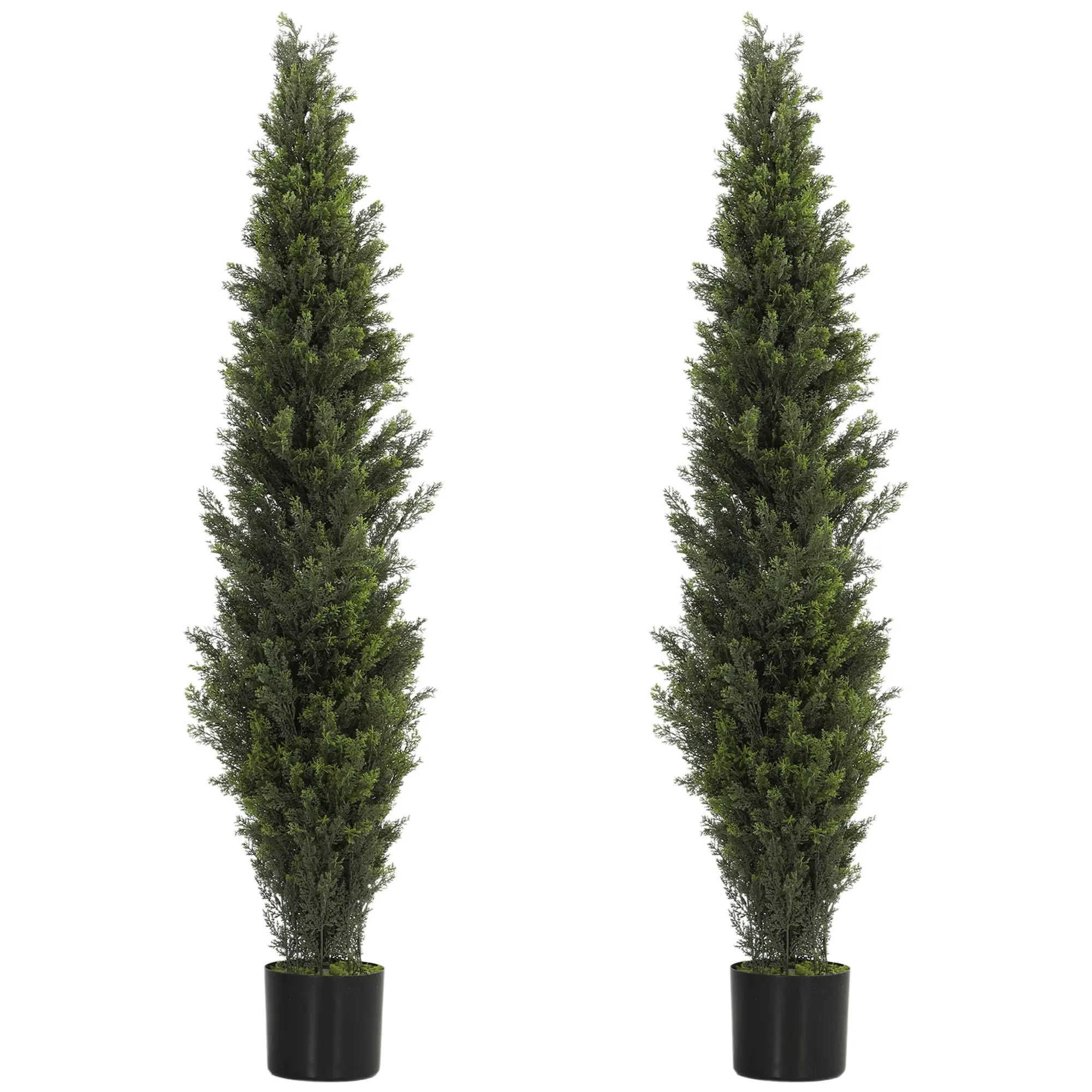 Set of 2 Lifelike 150 cm Cypress Artificial Plants in Weighted Pots, 2035 Leaves