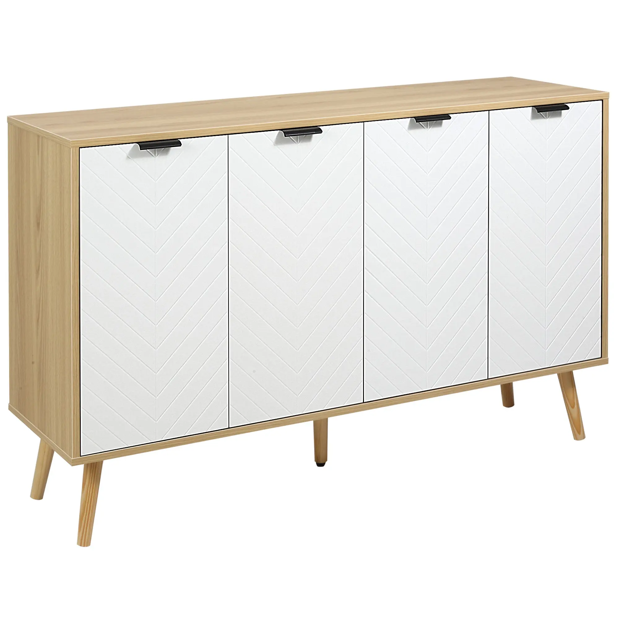 Modern Kitchen Sideboard with 2 Cabinets & Adjustable Shelves, Natural