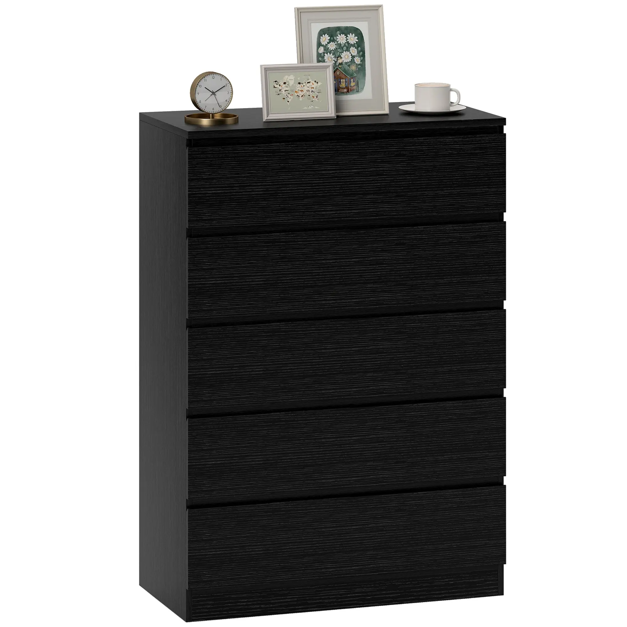 5-Drawer Chest of Drawers with Soft-Close Slides for Bedroom, Black