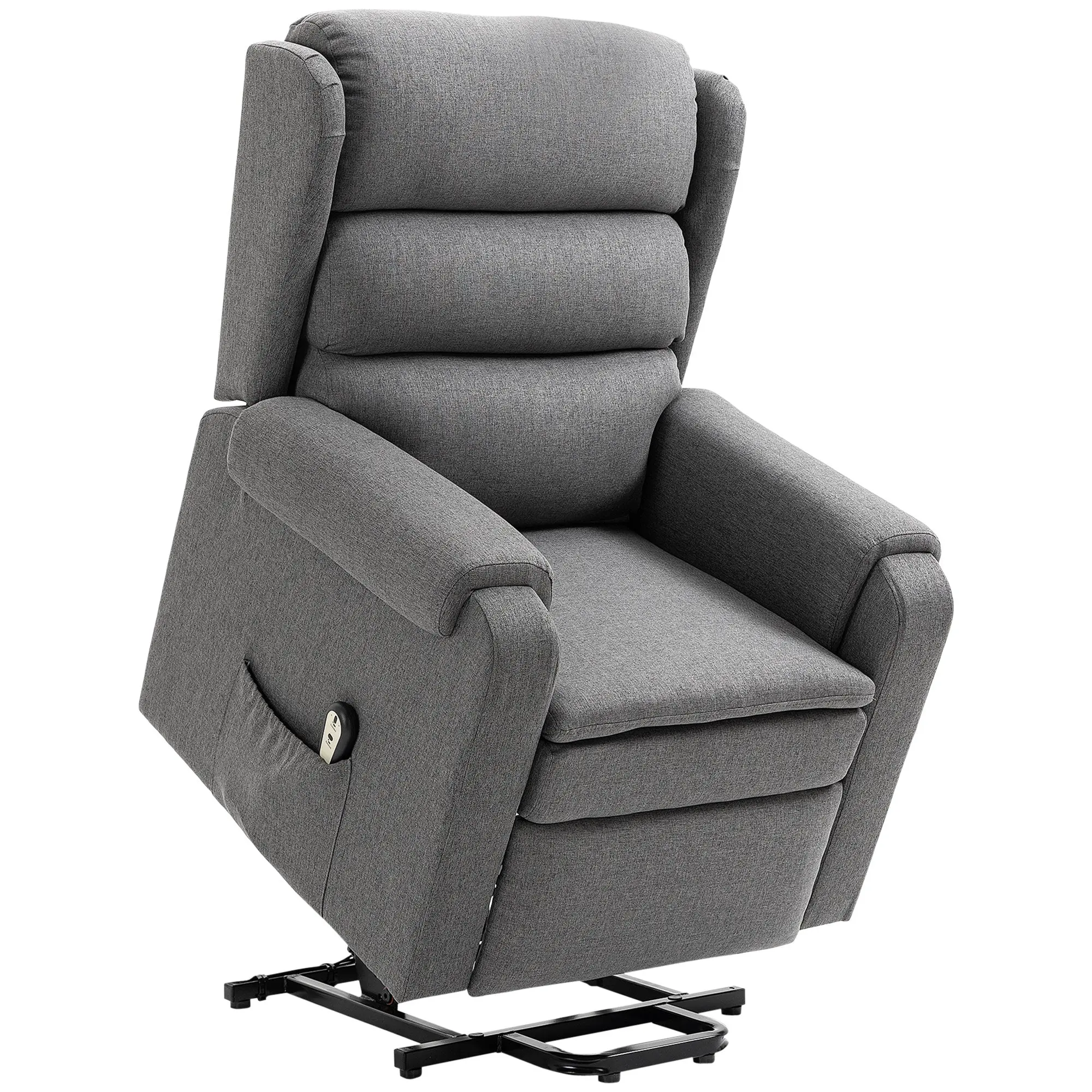Fabric Heavy Duty Power Lift Recliner with Pockets, Dark Grey