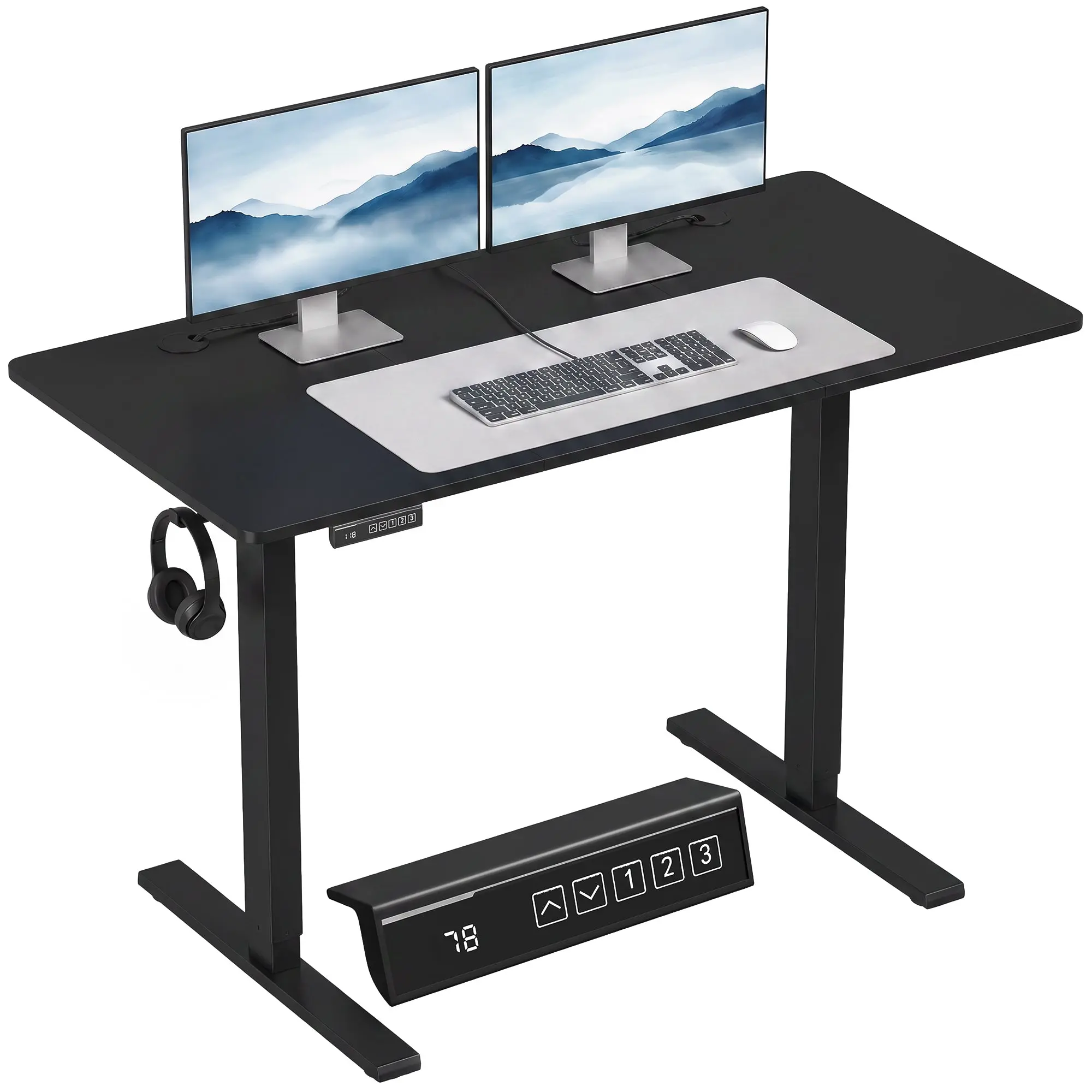 Electric Sit-Stand Desk 120 x 60 cm with 3 Memory Presets, Black