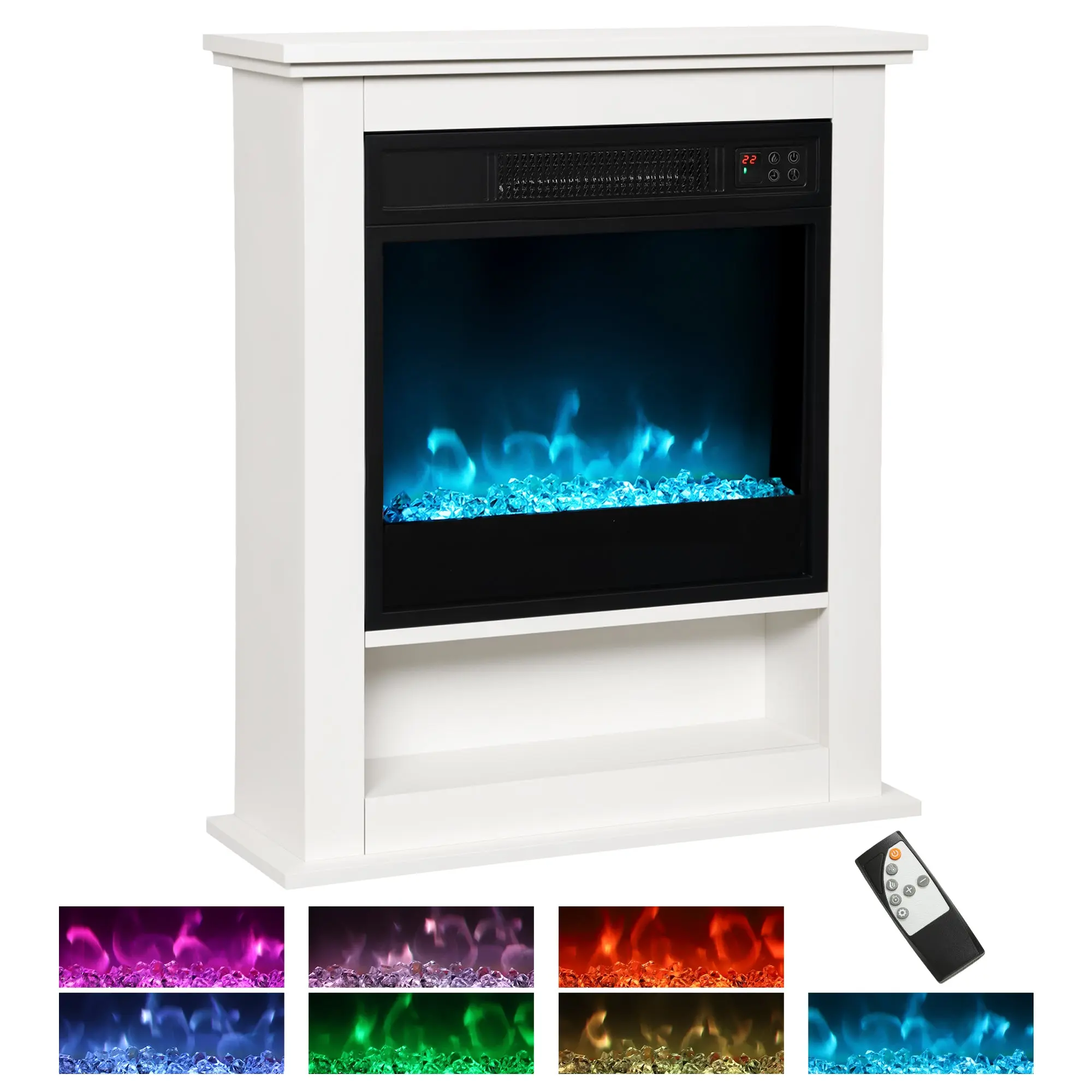 Electric Fireplace with Mantel, 1800W, Remote & Timer for Living Room White