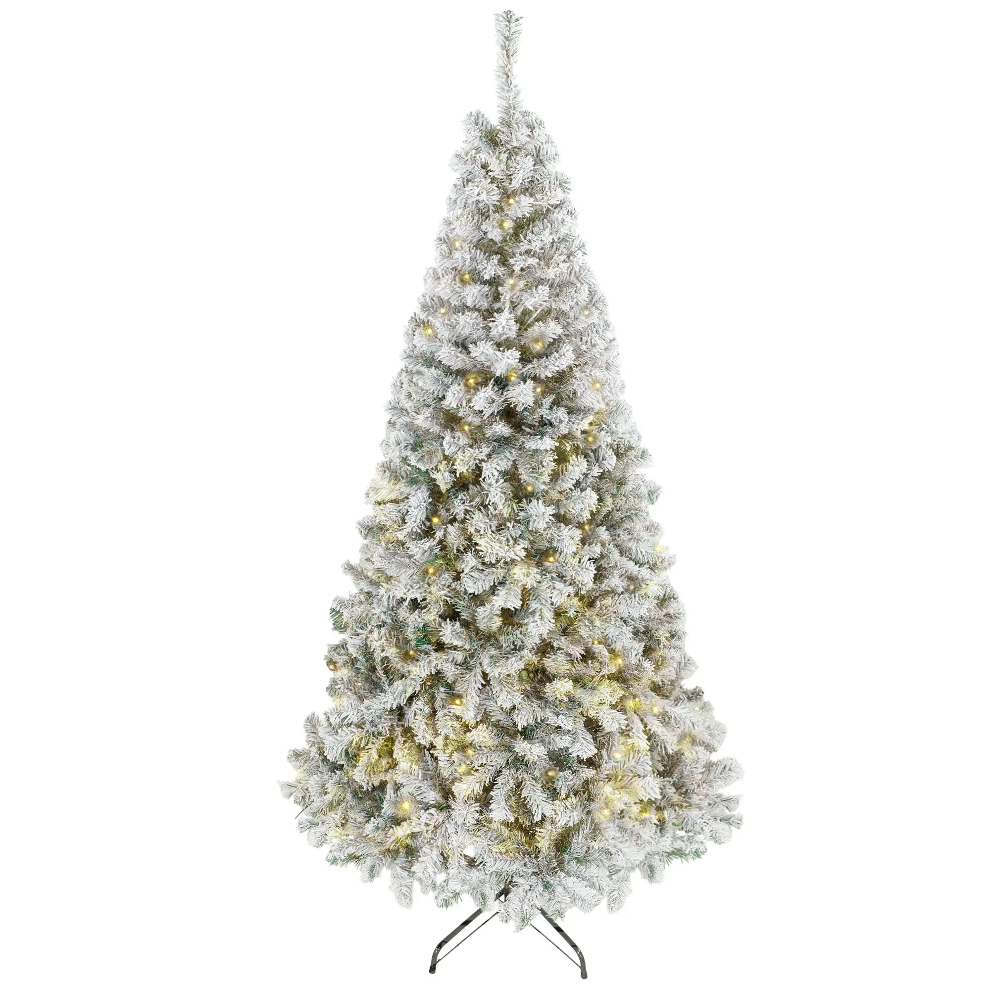 7.5ft Flocked Pre-lit Fraser Fir Tree with 400 Warm White LEDs, Green White