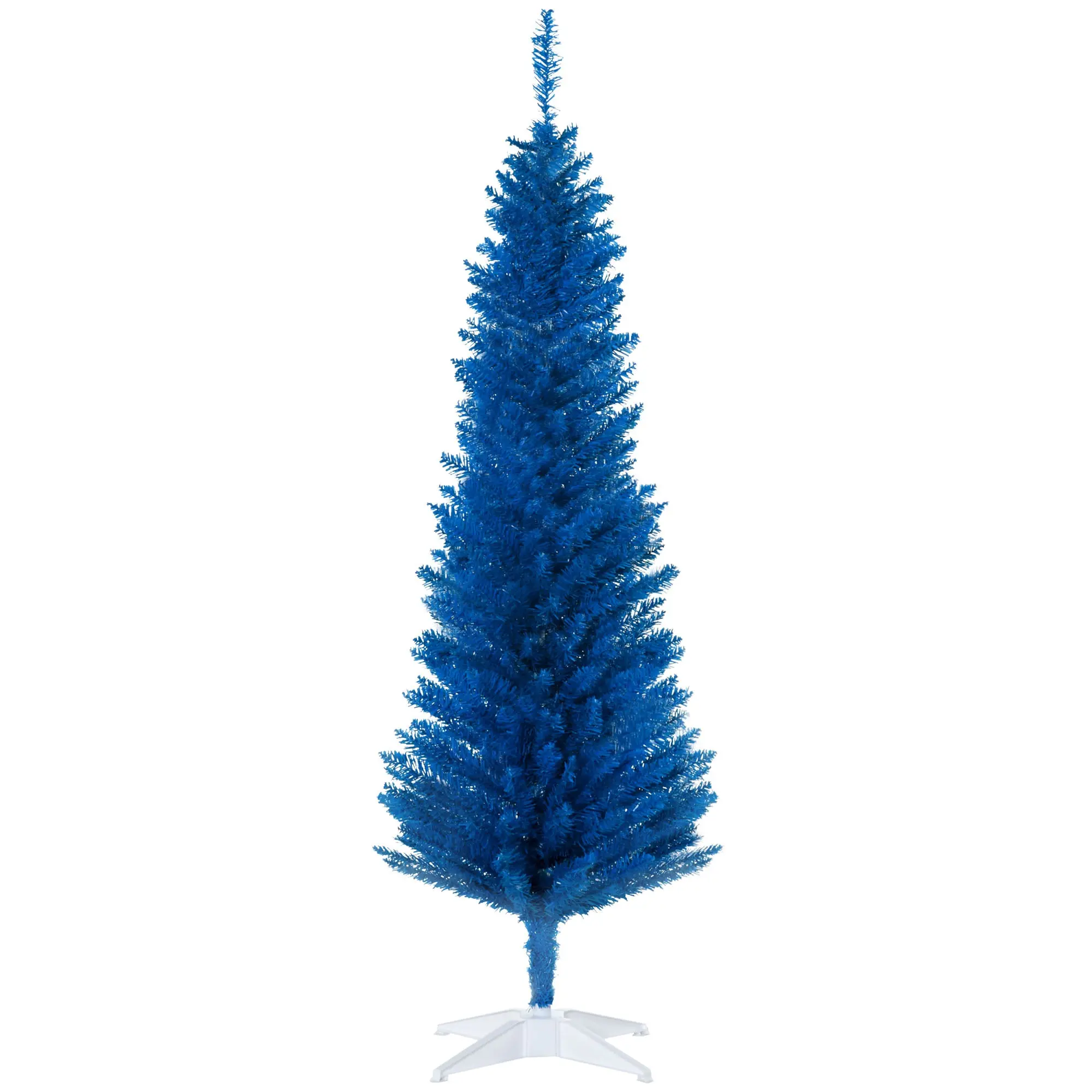 5FT Decorated Christmas Tree Pencil Tree with Realistic Branch Tips and Plastic Stand Blue