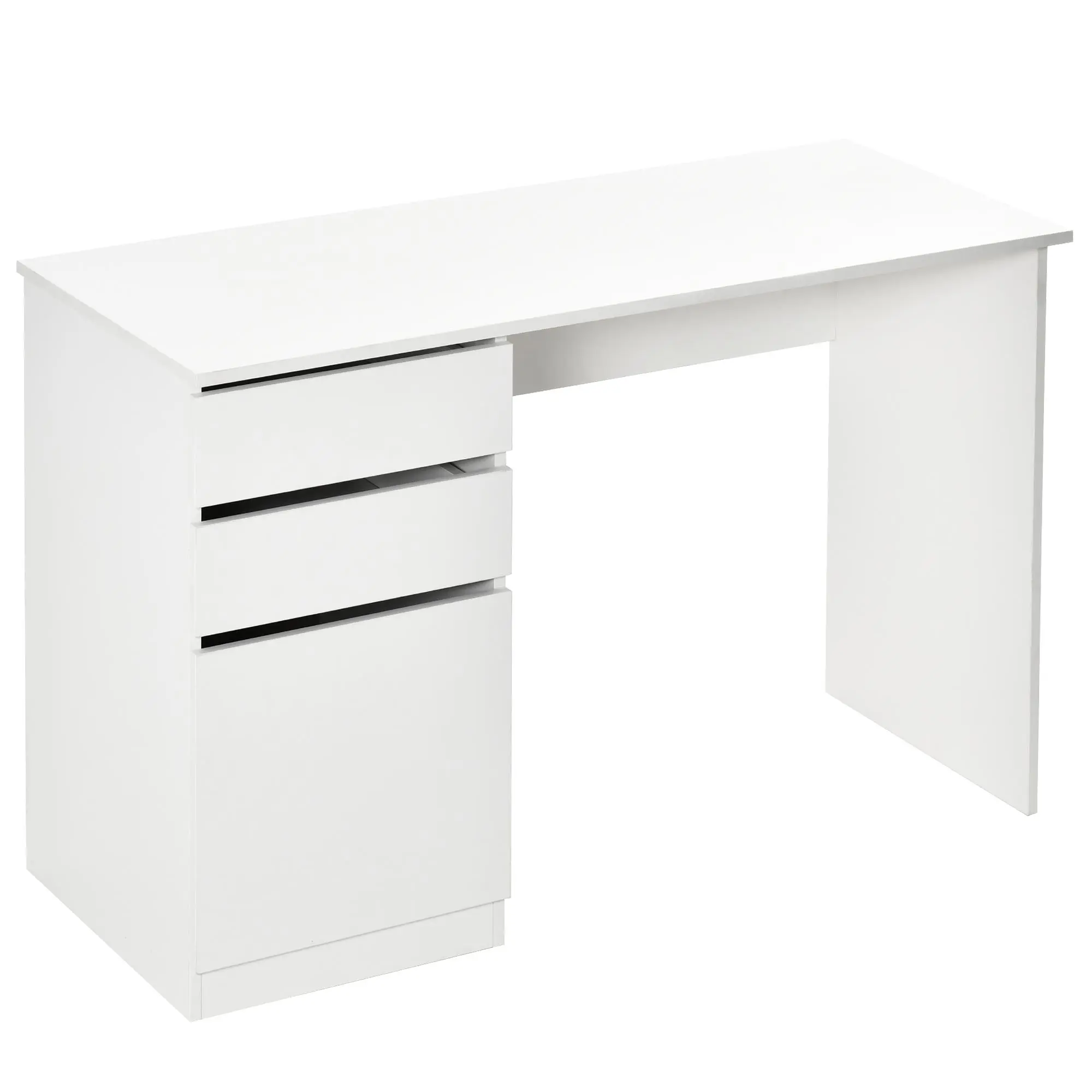 Modern Computer Desk, Home Office Desk with Storage Drawer & Cabinet for Study, White