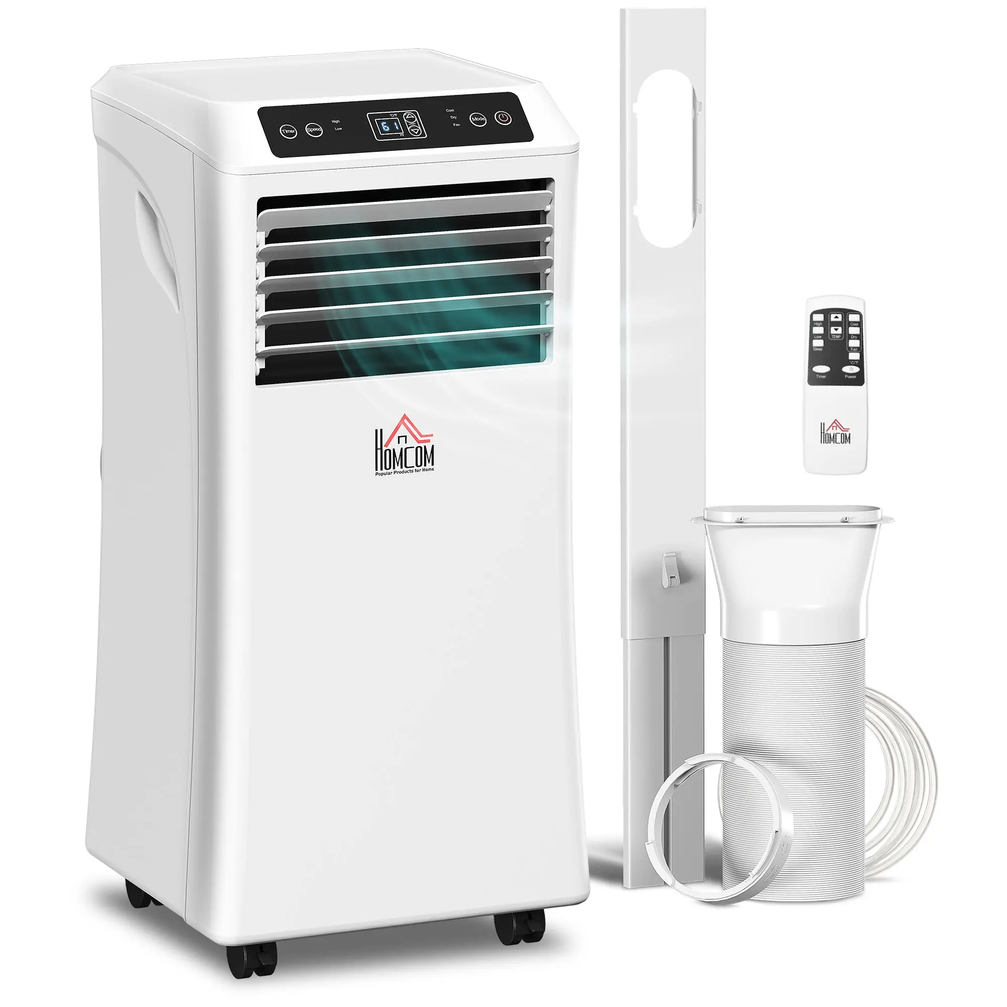 8000BTU Portable Air Conditioner, Dehumidifier, Remote, 2 Speed Fans, 24-Hour Timer, White