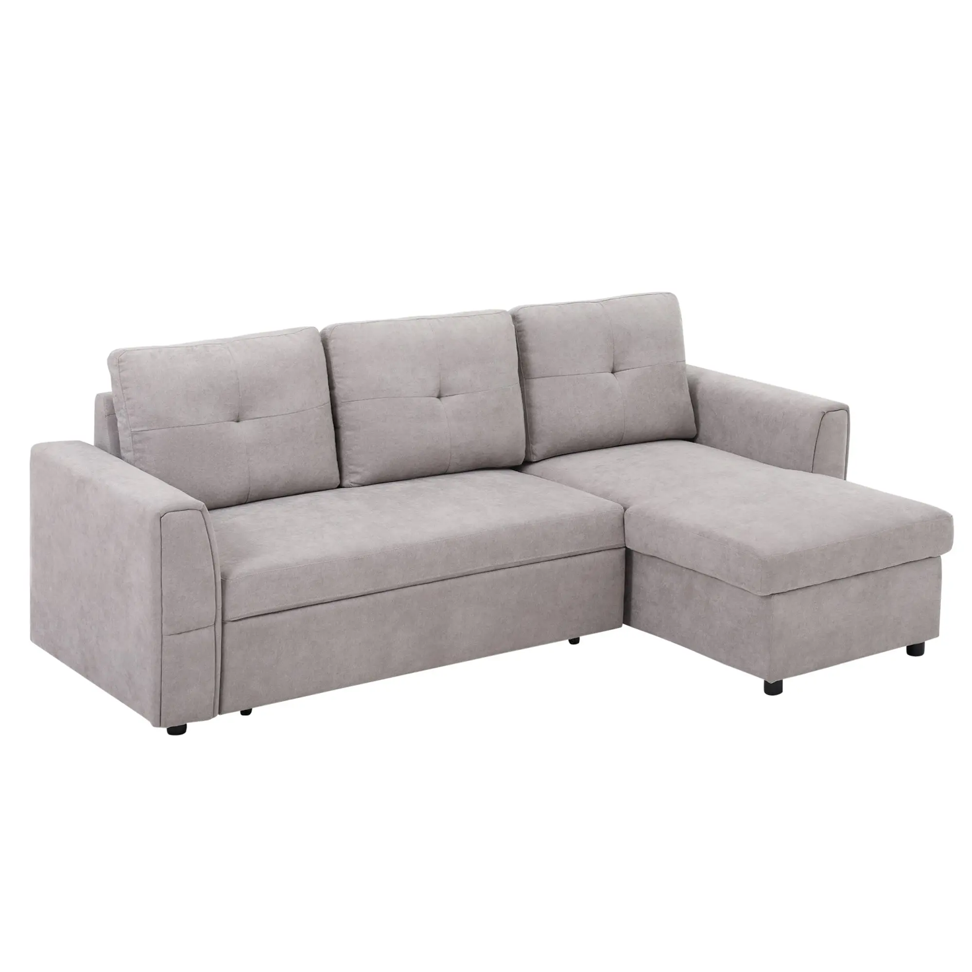 3 Seater Sofa Bed, L Shaped Pull Out Sofa Bed with Storage  for Living Room, Grey