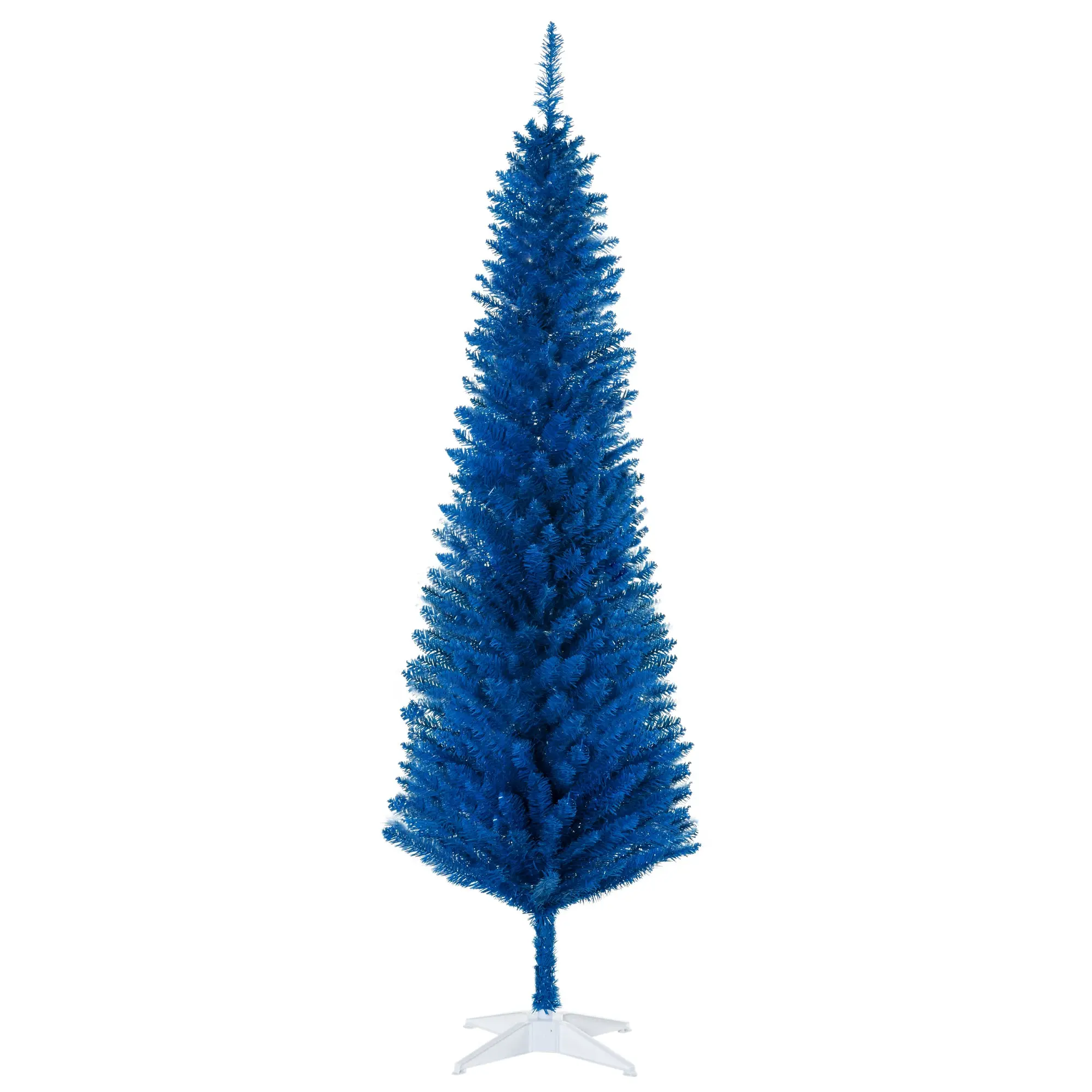6FT Christmas Tree Pencil Tree with 390 Realistic Branch Tips and Plastic Stand Blue