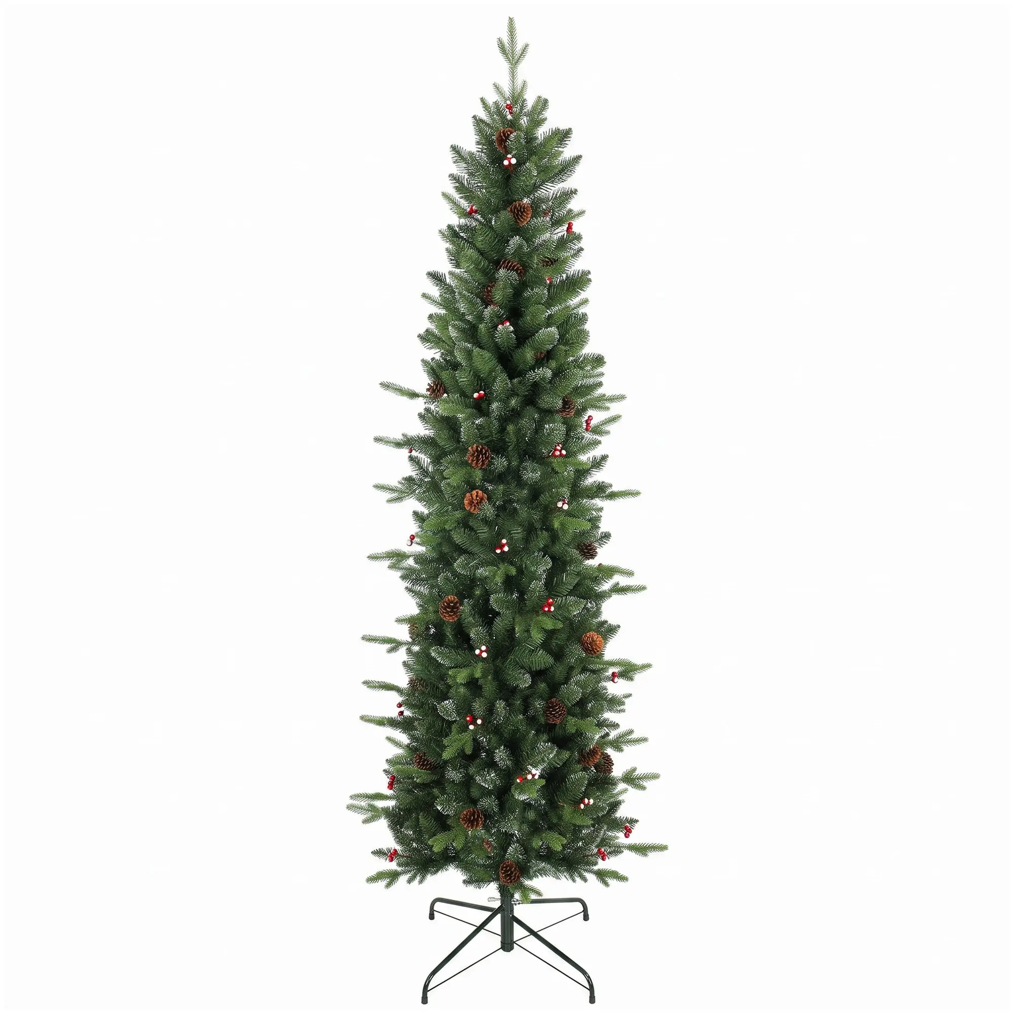 6ft/180cm Slim Artificial Christmas Tree with 688 Tips, Foldable Stand, Green