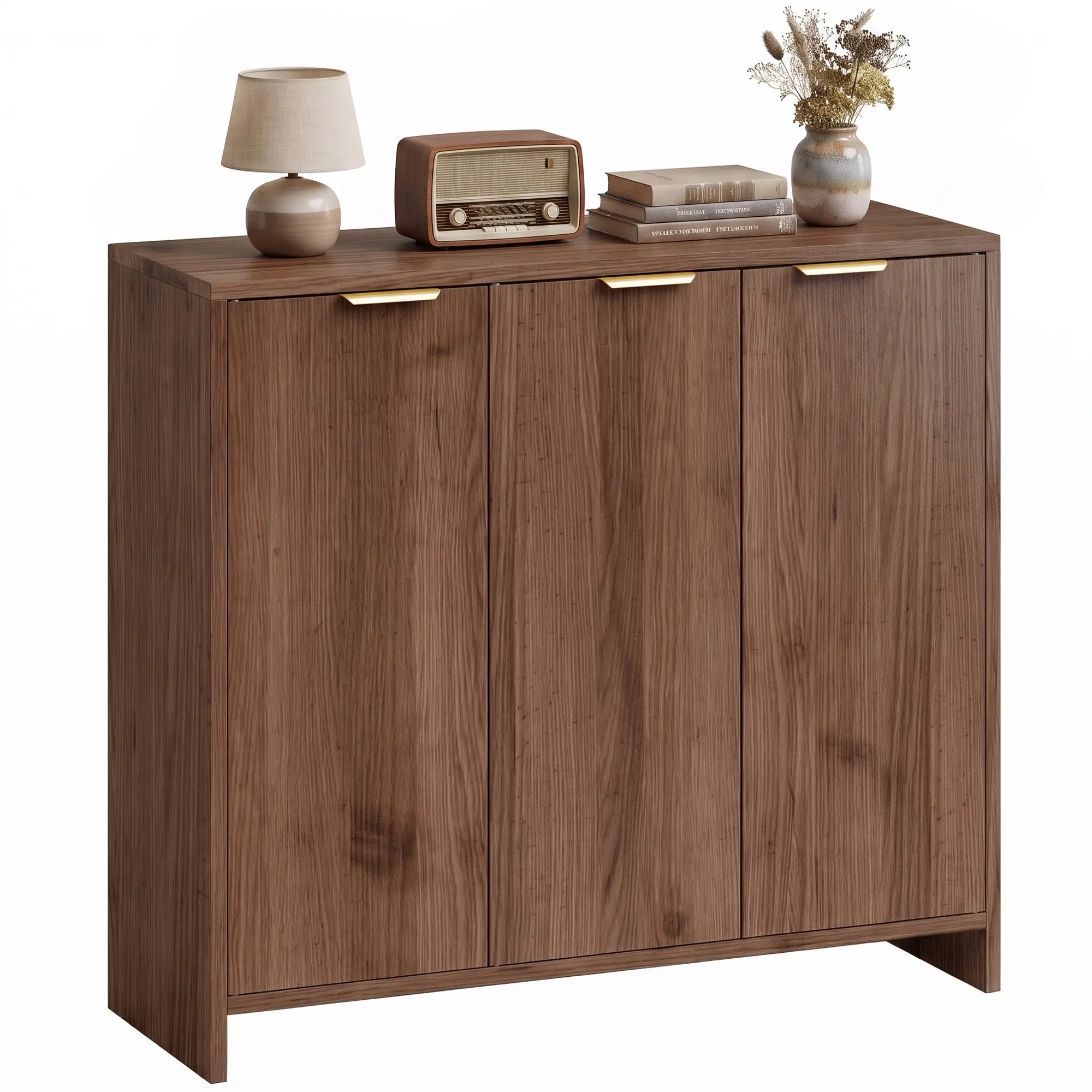 Modern sideboard with 3 doors and adjustable shelves, 100 x 35 x 90 cm, Brown