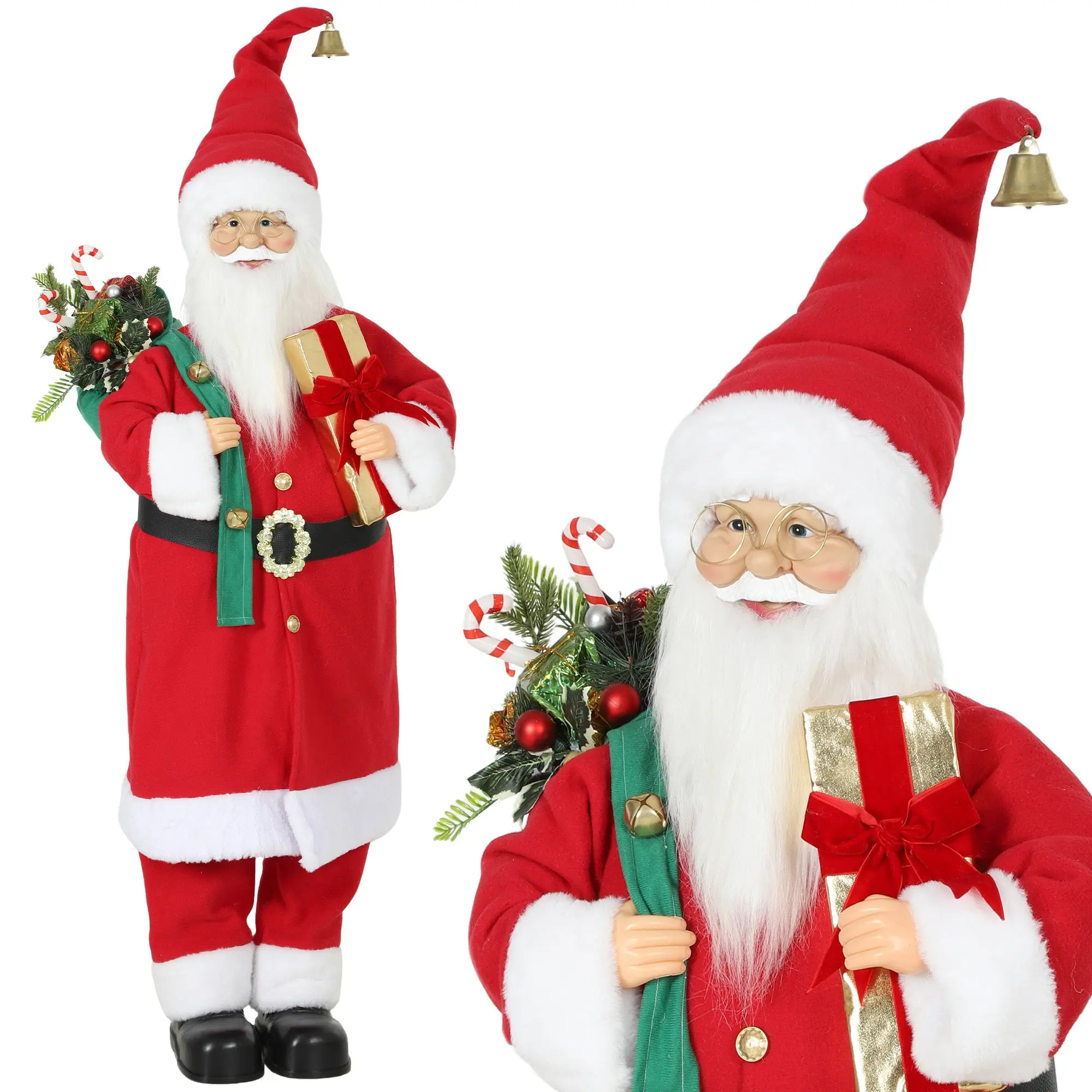 4ft 120 cm singing & dancing Santa with gift and sack, sound-activated