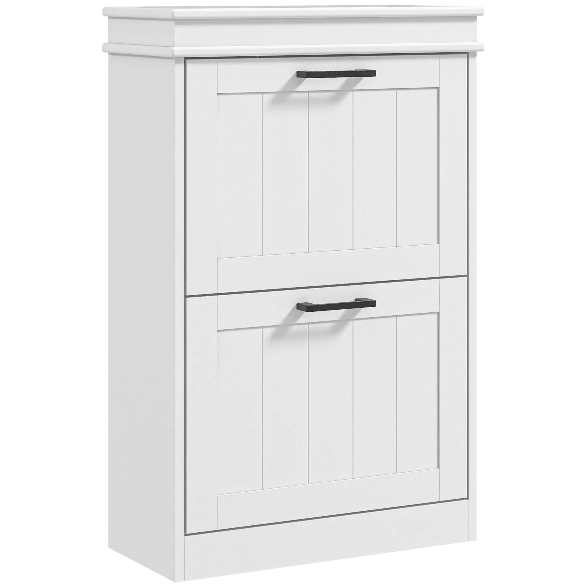 Shoe Storage Cabinet with 2 Flip Drawers for 10 Pairs, Narrow Shoe Organizer, White