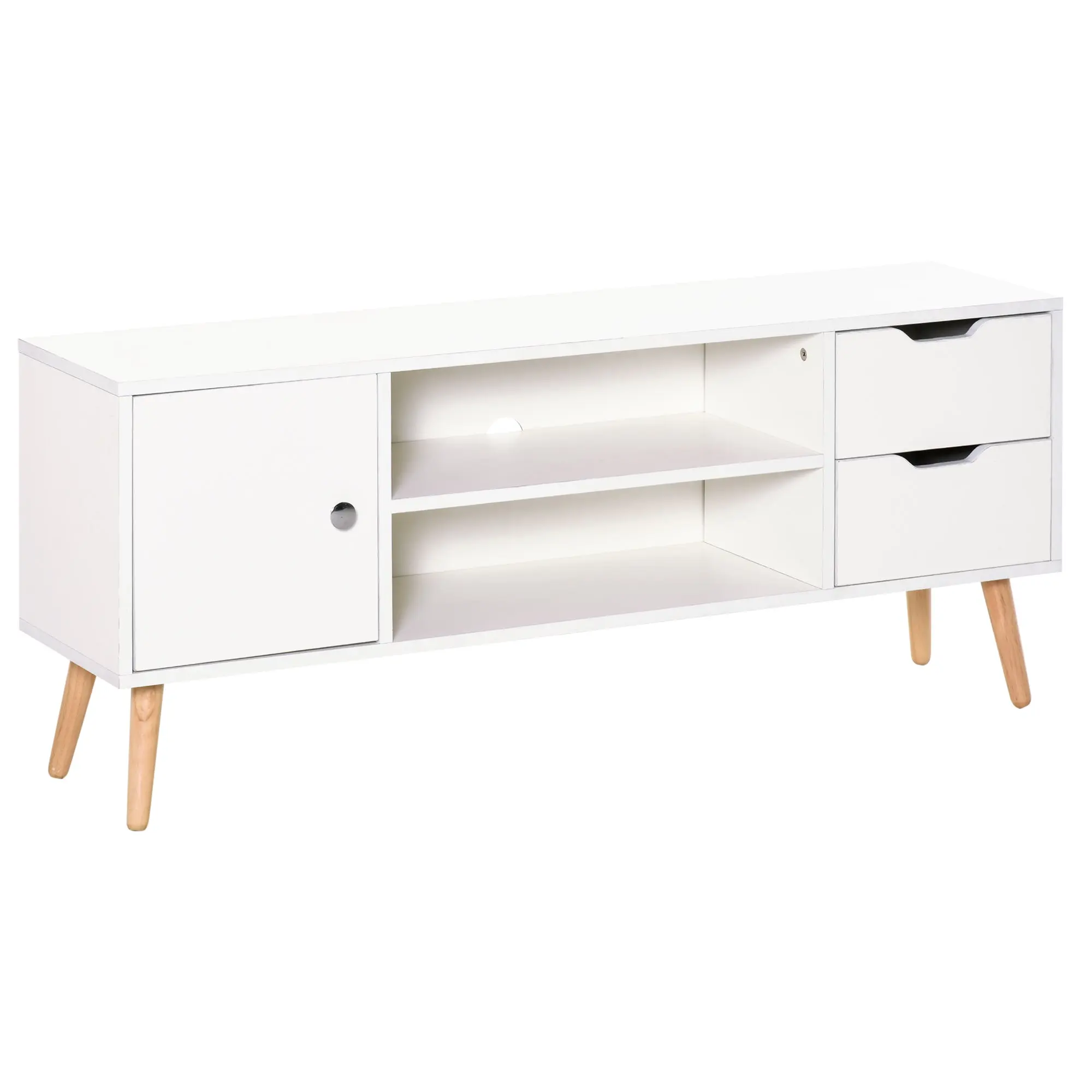 TV Stand for up to 50" with 2 Drawers & Storage Shelves, White