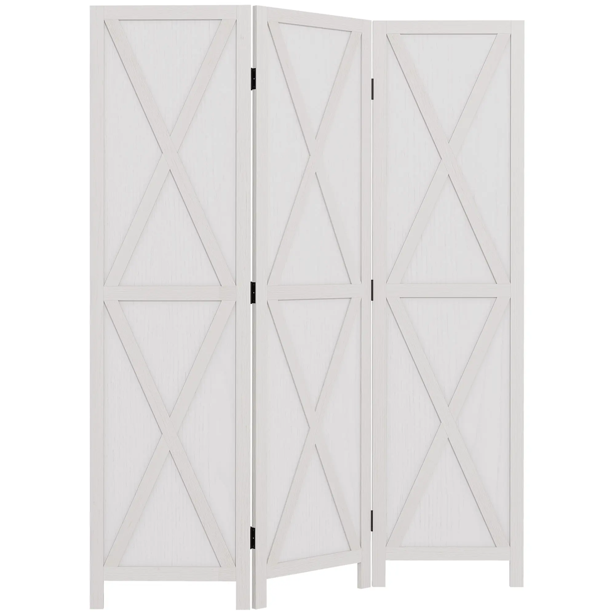 3 Panel Room Divider, 5.6 Ft Freestanding Wooden Folding Privacy Screen for Bedroom, White
