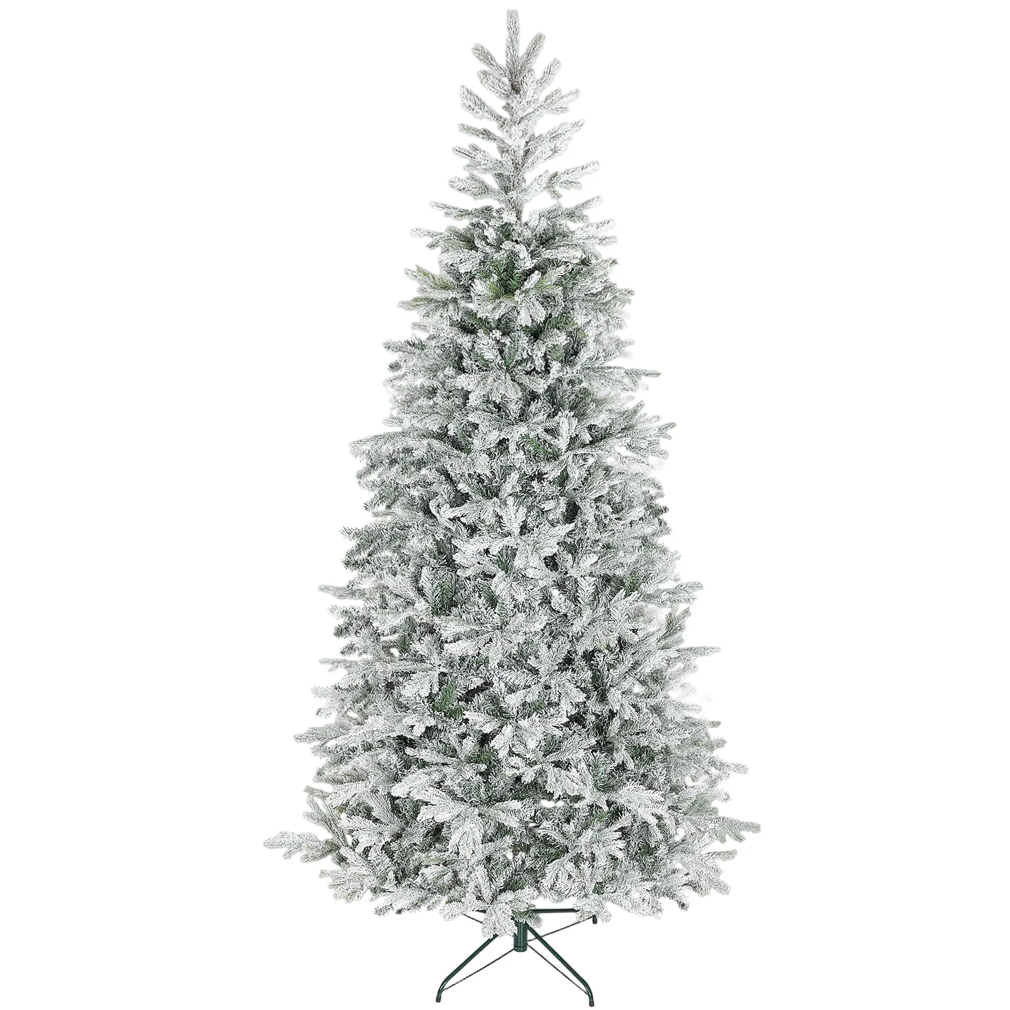 9ft Artificial Christmas Tree w/ Branch Tips, Foldable Metal Stand and Hinged Branches