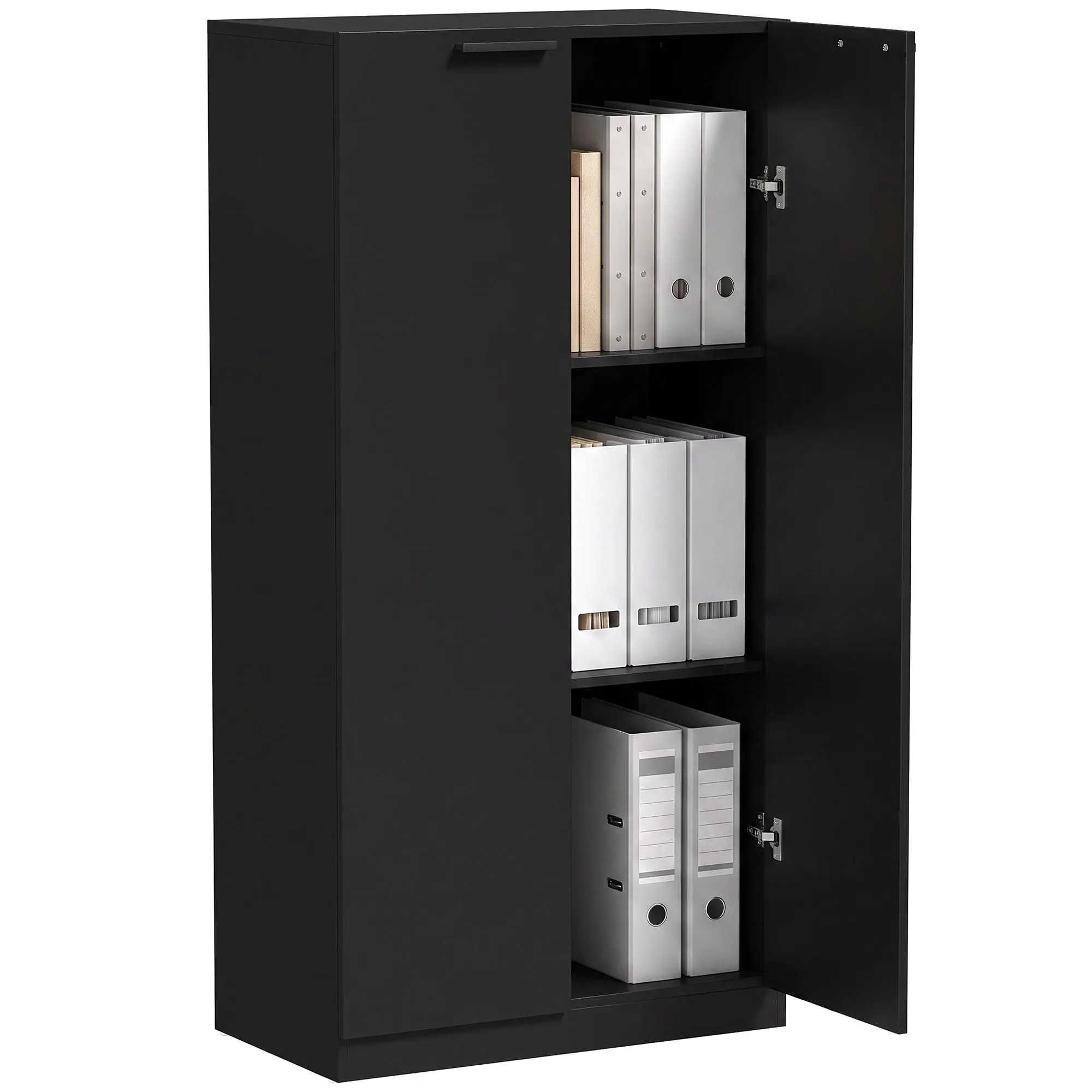 120 cm Storage Cabinet with 3-Tier Filing Organiser, Soft-Close Hinges, Black