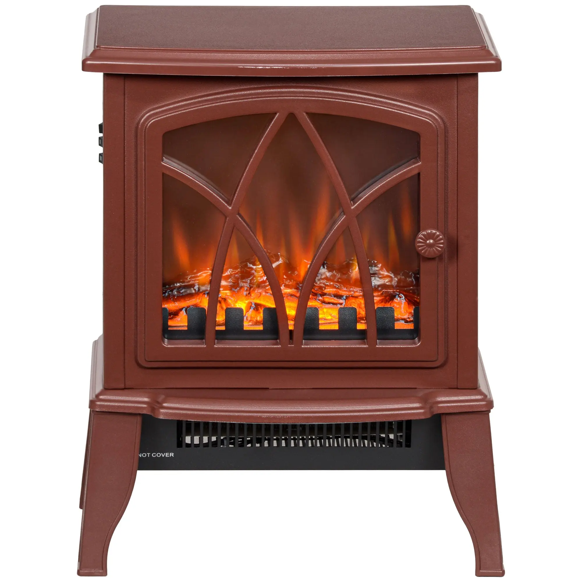Electric Fireplace Heater with Flame Effect & Overheat Protection, 750W/1500W, Red