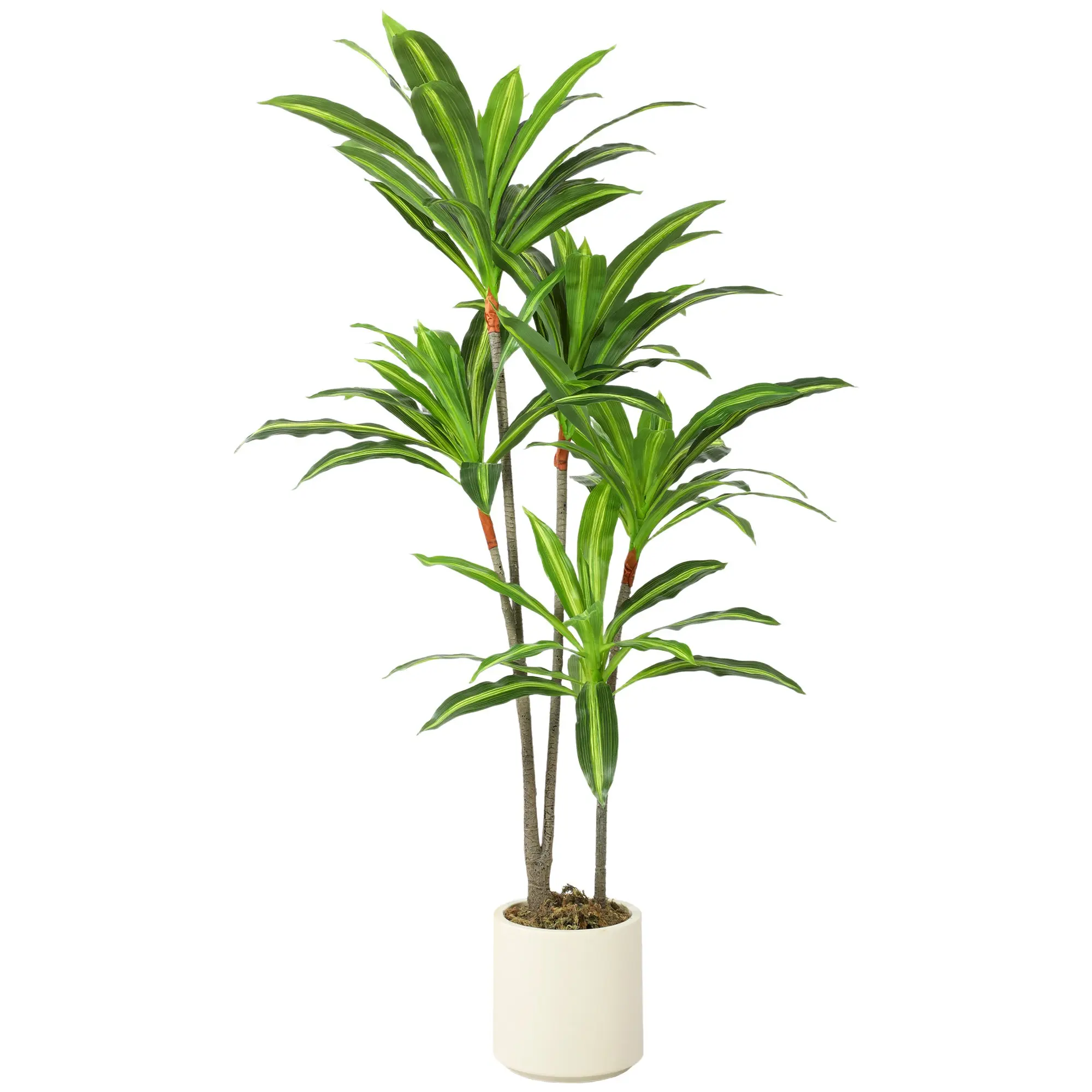 150cm Lifelike Artificial Dracaena Tree with Bendable Trunk & White Planter, Green