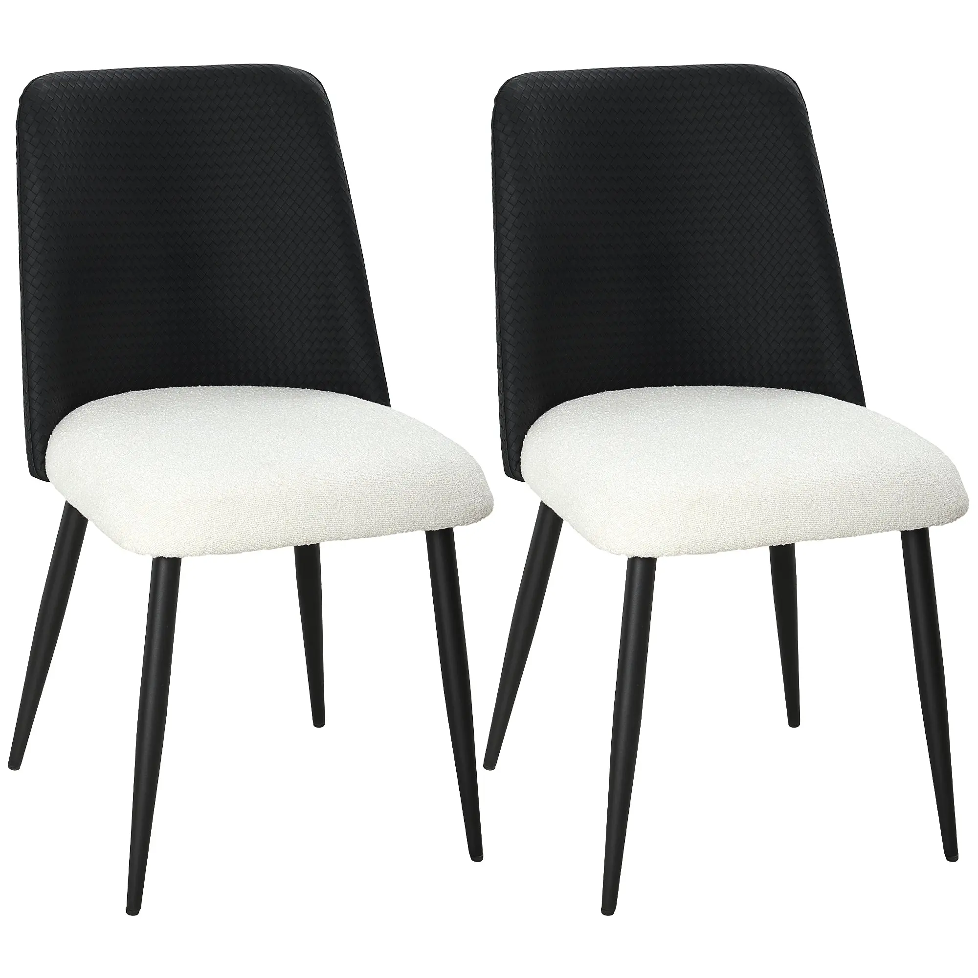 Dining Chairs Set of 2, Upholstered Kitchen Chairs with Padded Seat & Adjustable Foot Pads, Black