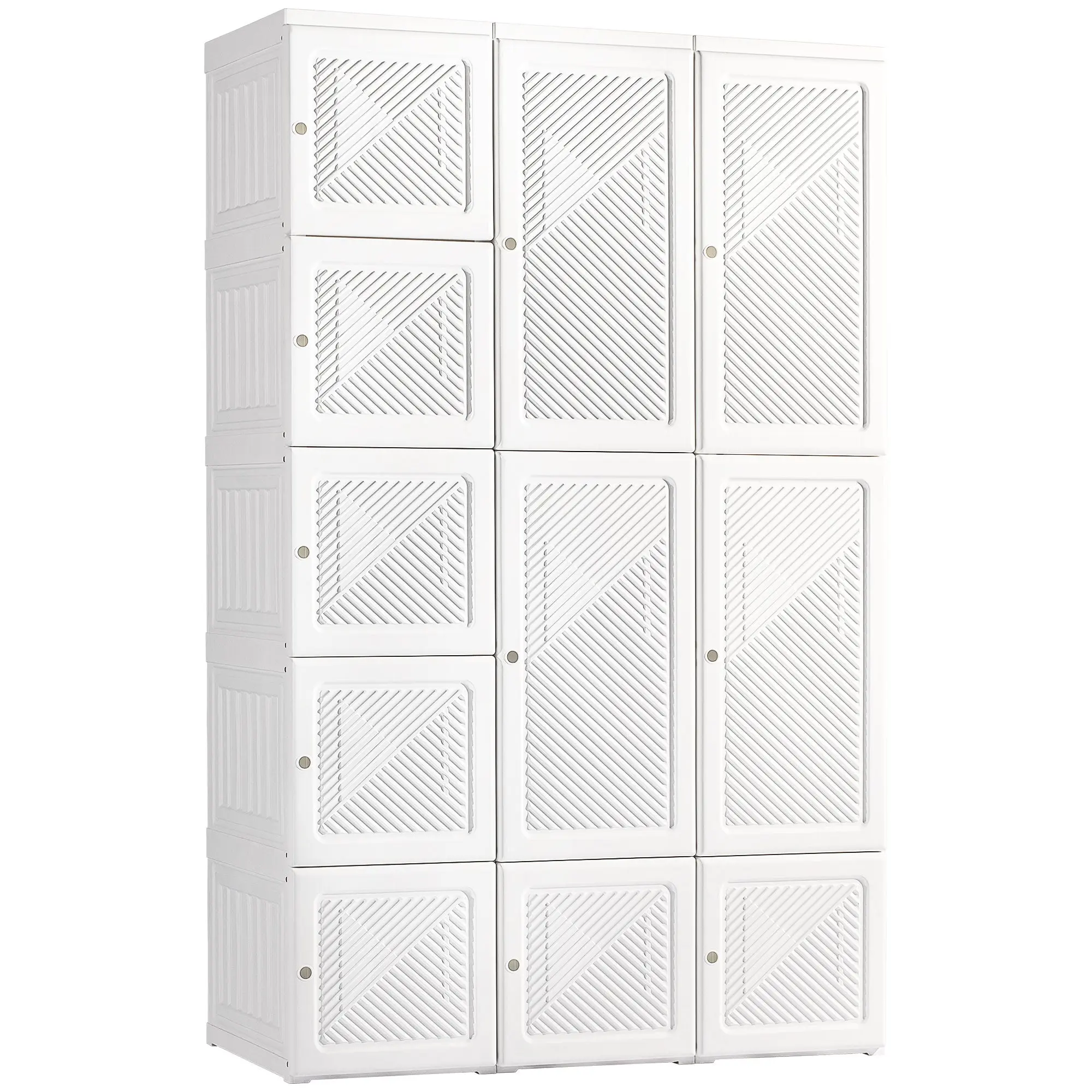 Portable Wardrobe Closet, Folding Armoire Clothes Organizer w/ 8 Cube Compartments, White