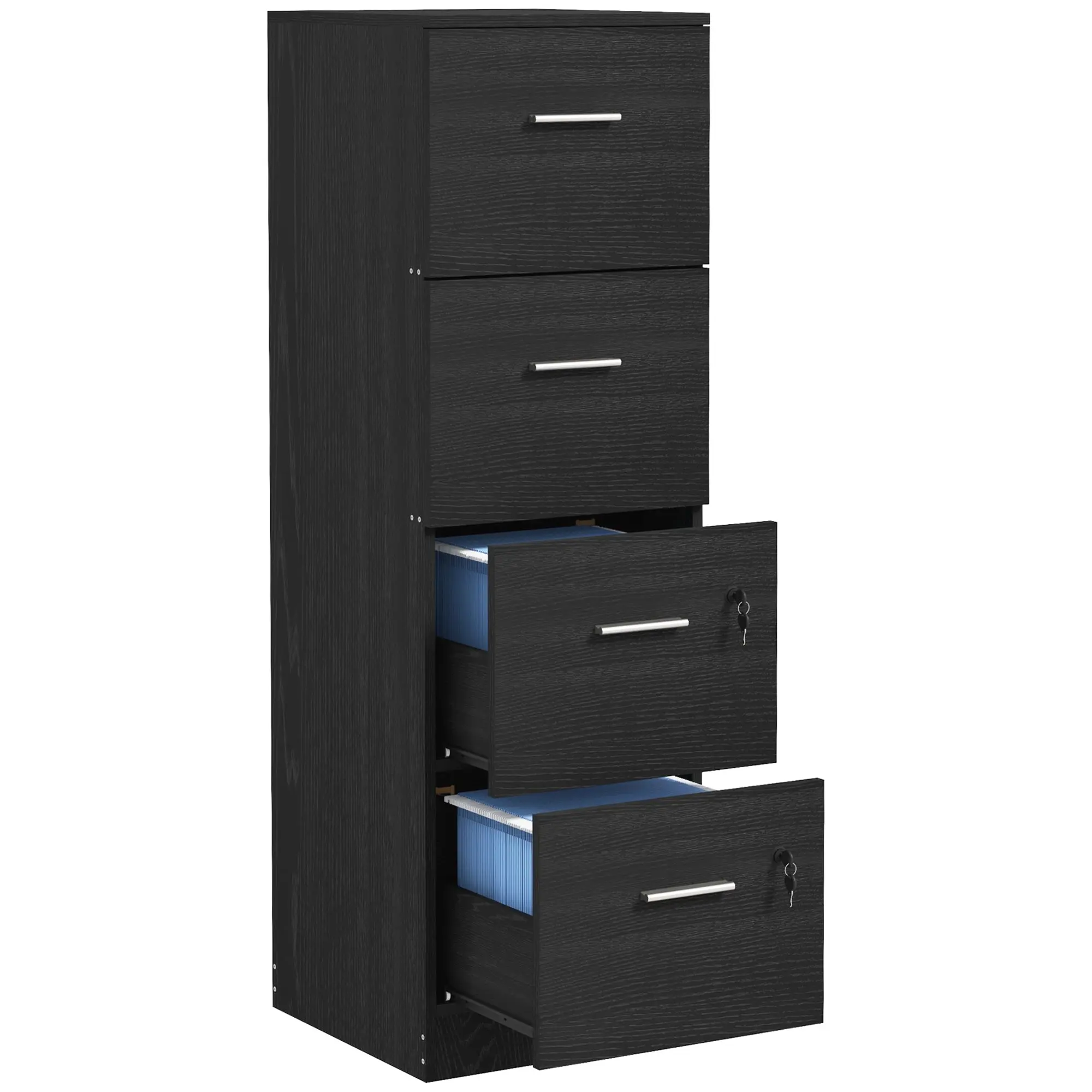 4-Drawer File Cabinet, Vertical Filing Cabinet with Lock & Adjustable Hanging Bar, Black