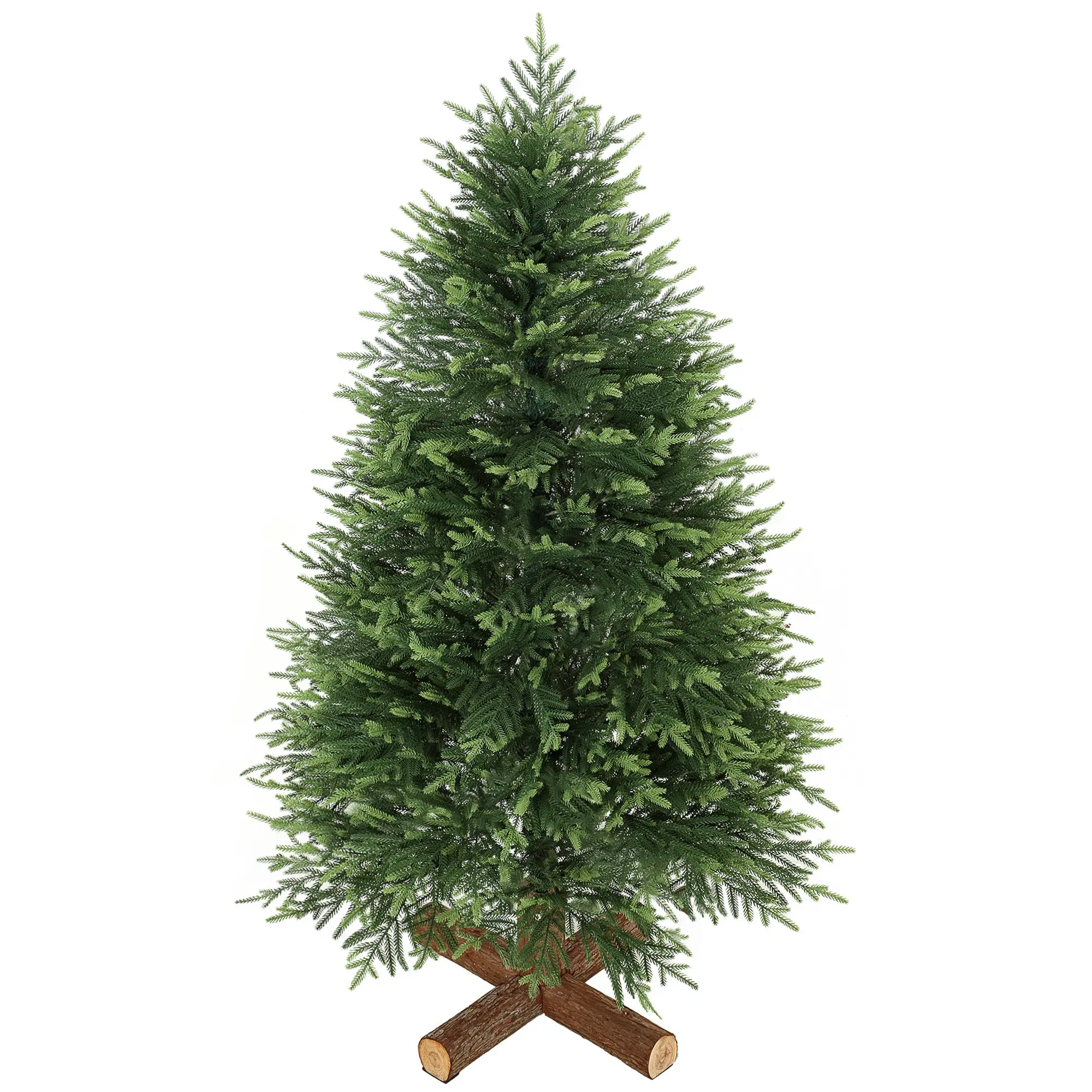 5ft Artificial Christmas Tree with Hinged Auto-Open Design, Dense 513 PE & PVC Branch Tips, Fir Wood Base, Green
