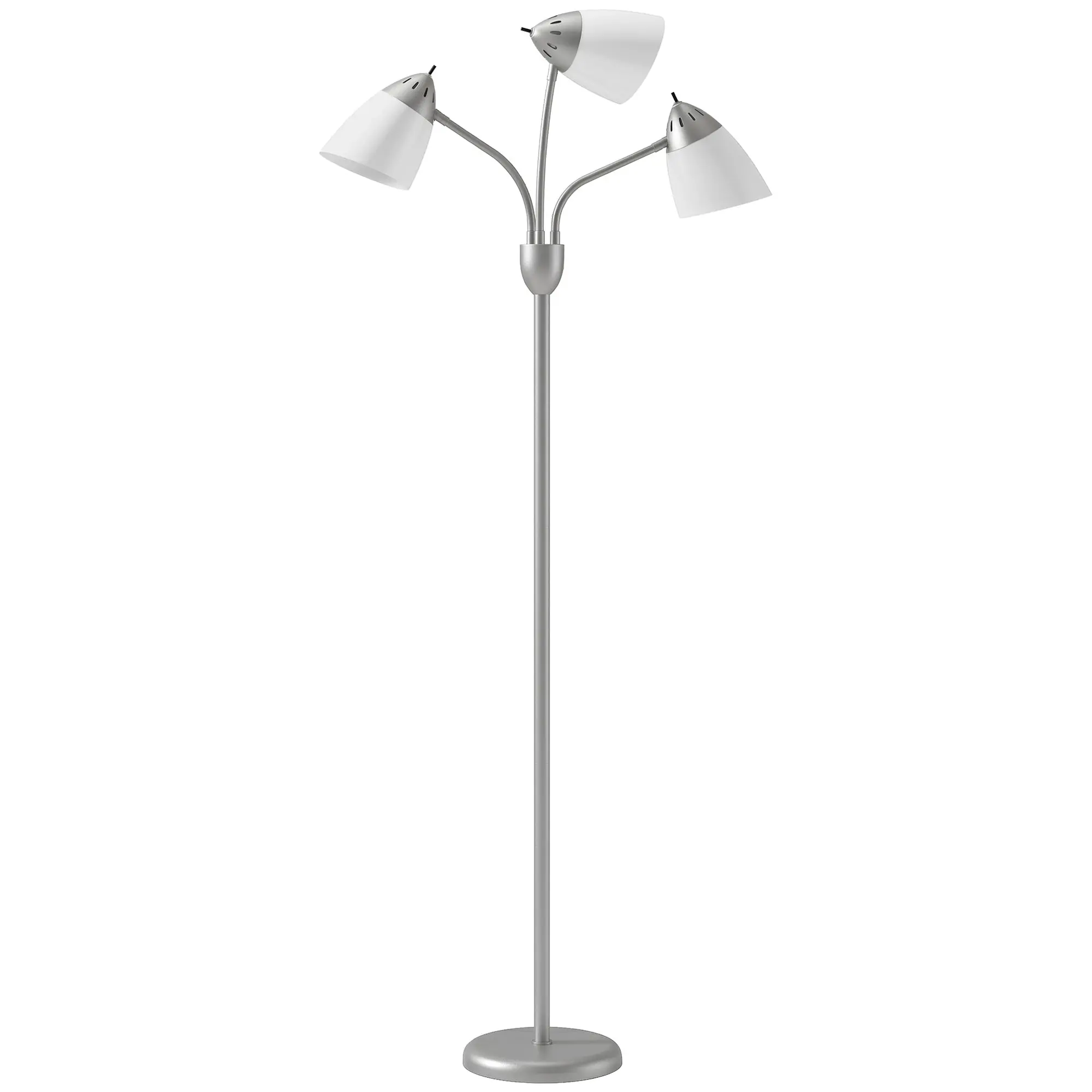Arc Tree Floor Lamp with 3 Adjustable Rotating Lights & Steel Frame, 155cm Tall, Silver