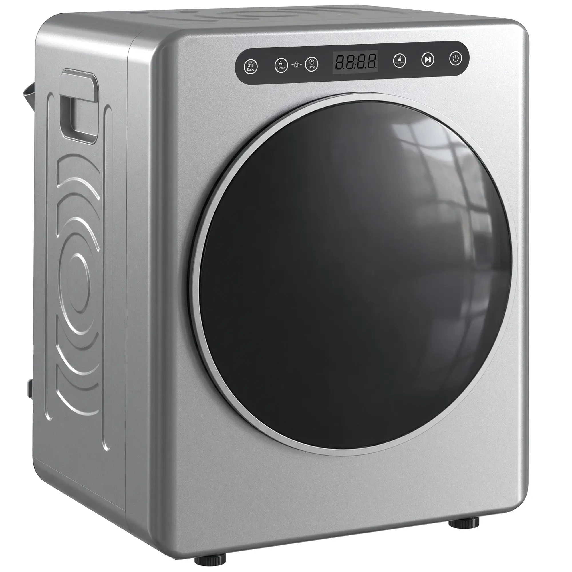 5kg Compact Vented Tumble Dryer with Stainless Steel Tub, 6 Heat Settings & Timer — Silver