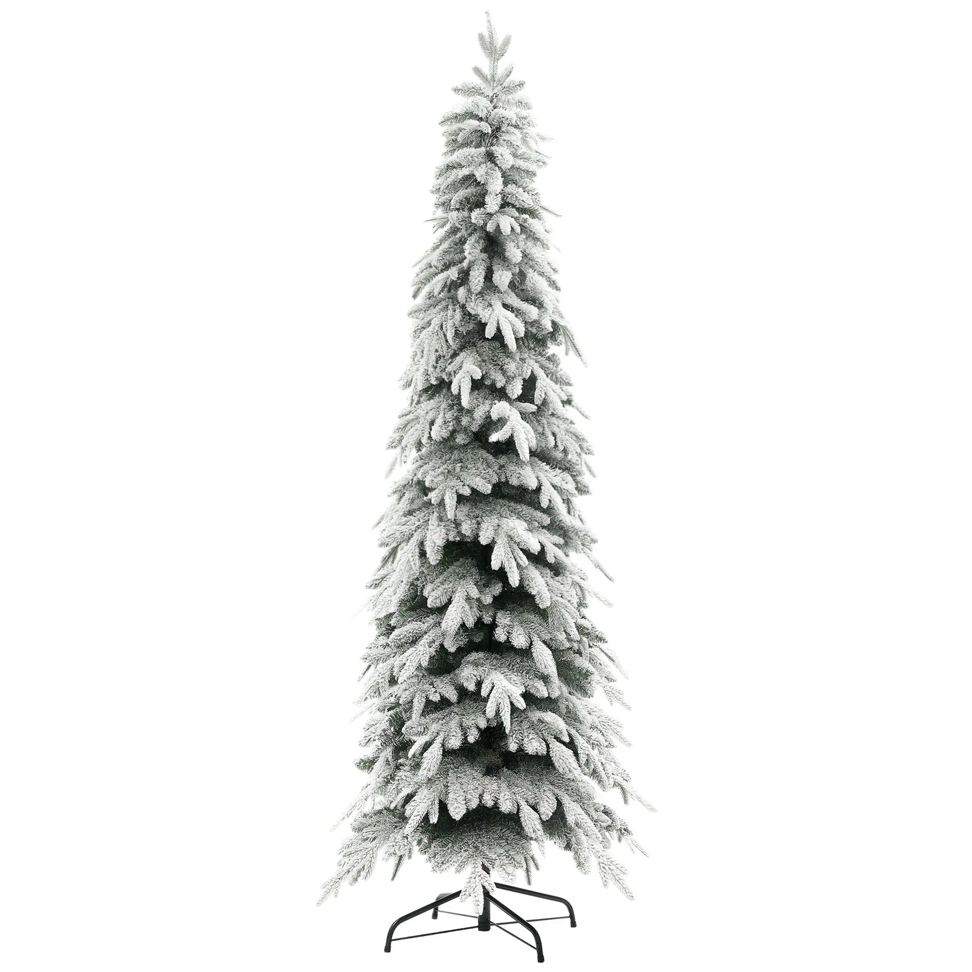 7ft Snow-Flocked Christmas Tree with Downswept Branches, 800 Tips & Auto-Open