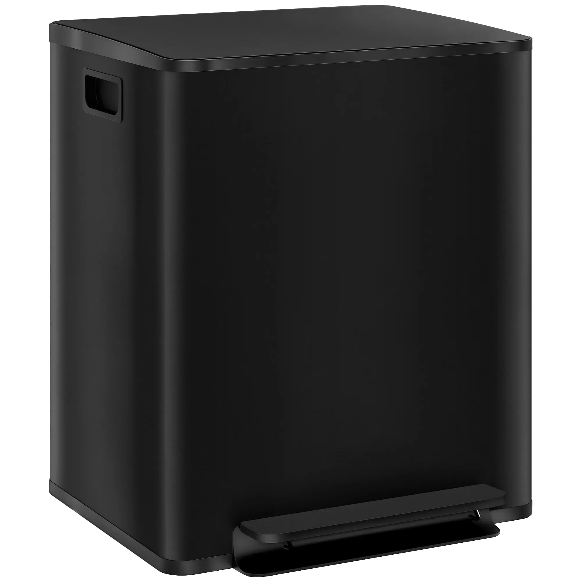 2 x 6.6 Gal Stainless Trash Can with Soft-Close Lids, Removable Buckets, Black