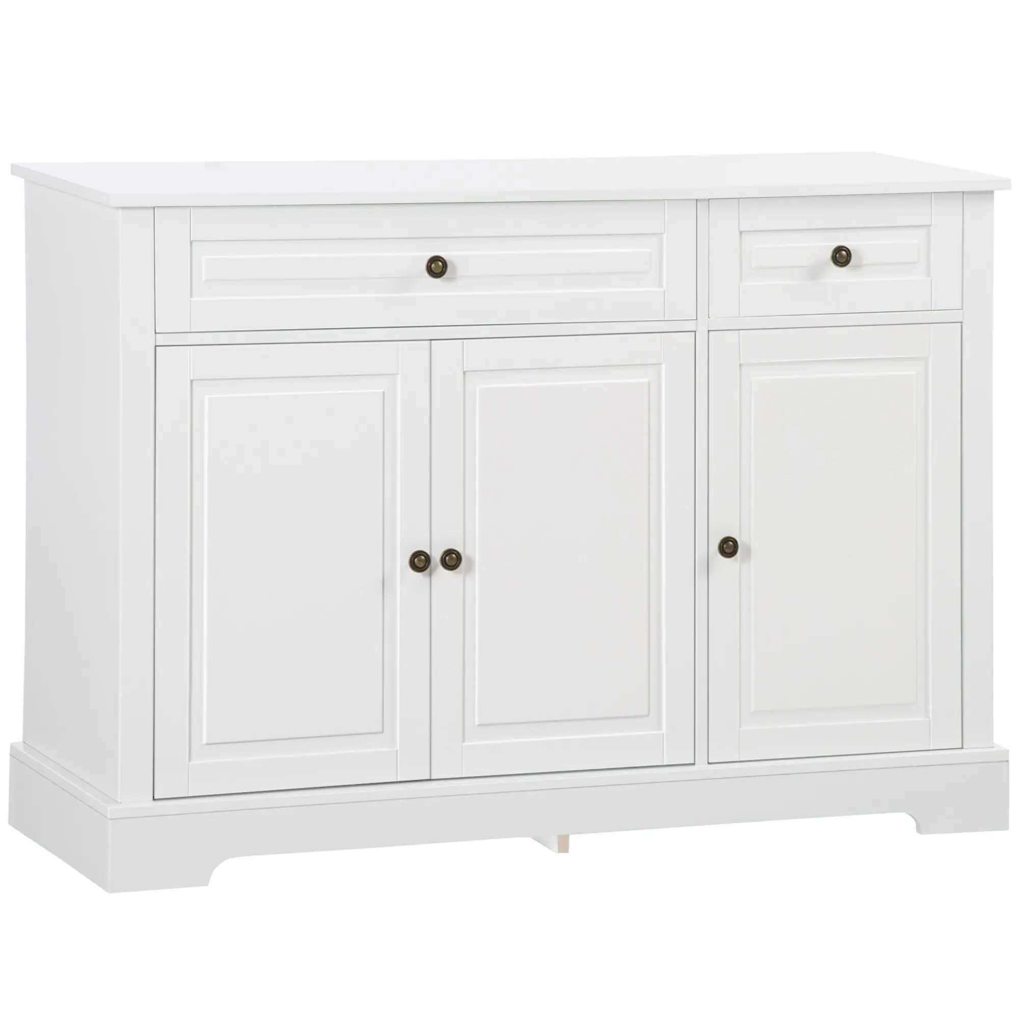 Kitchen Sideboard Buffet Cabinet with 2 Drawers and Adjustable Shelves, White
