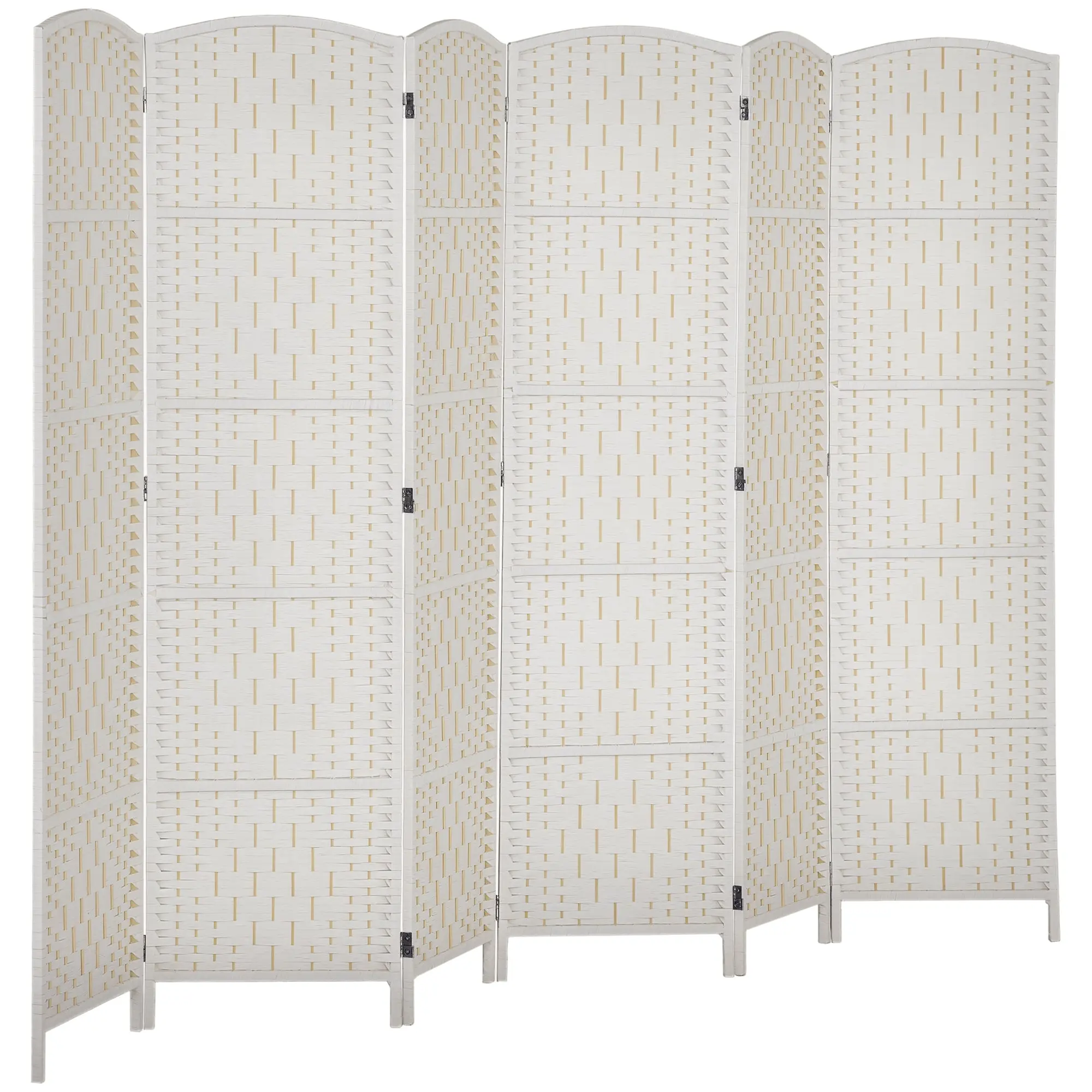 6 Ft Tall Indoor Portable Folding Room Divider, 6 Panels Hand-Woven Privacy Screens, Natural