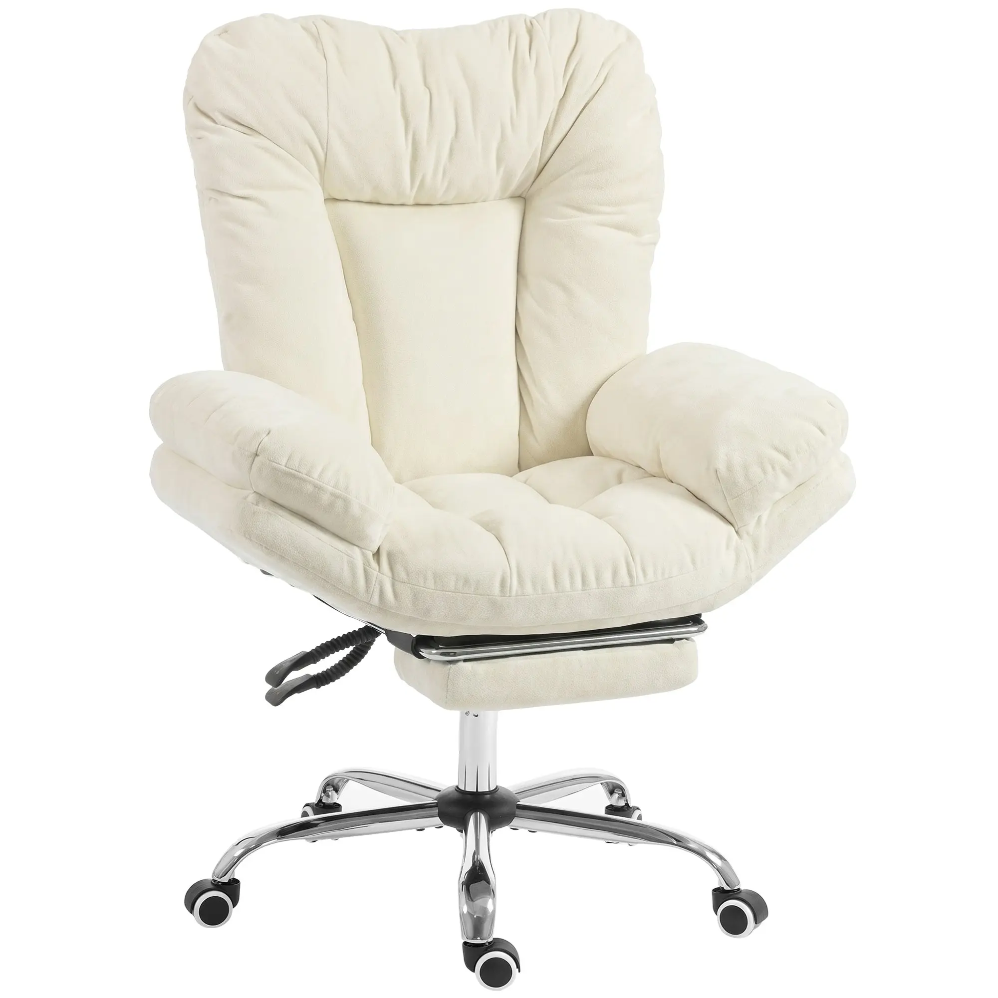 Criss Cross Office Chair with Footrest and Swivel Wheels, Beige