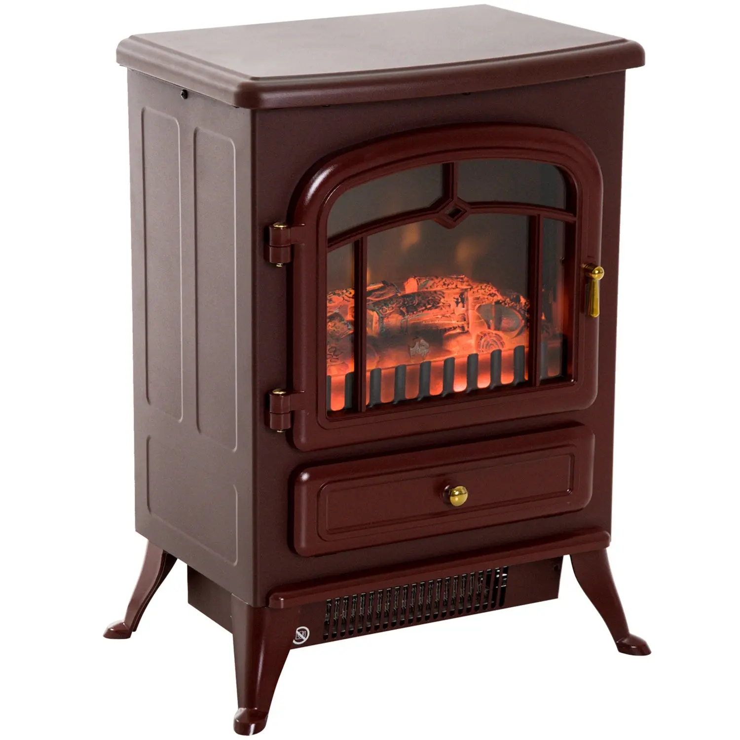 22" Electric Fireplace Heater with Realistic LED Flames & Overheat Protection, Red