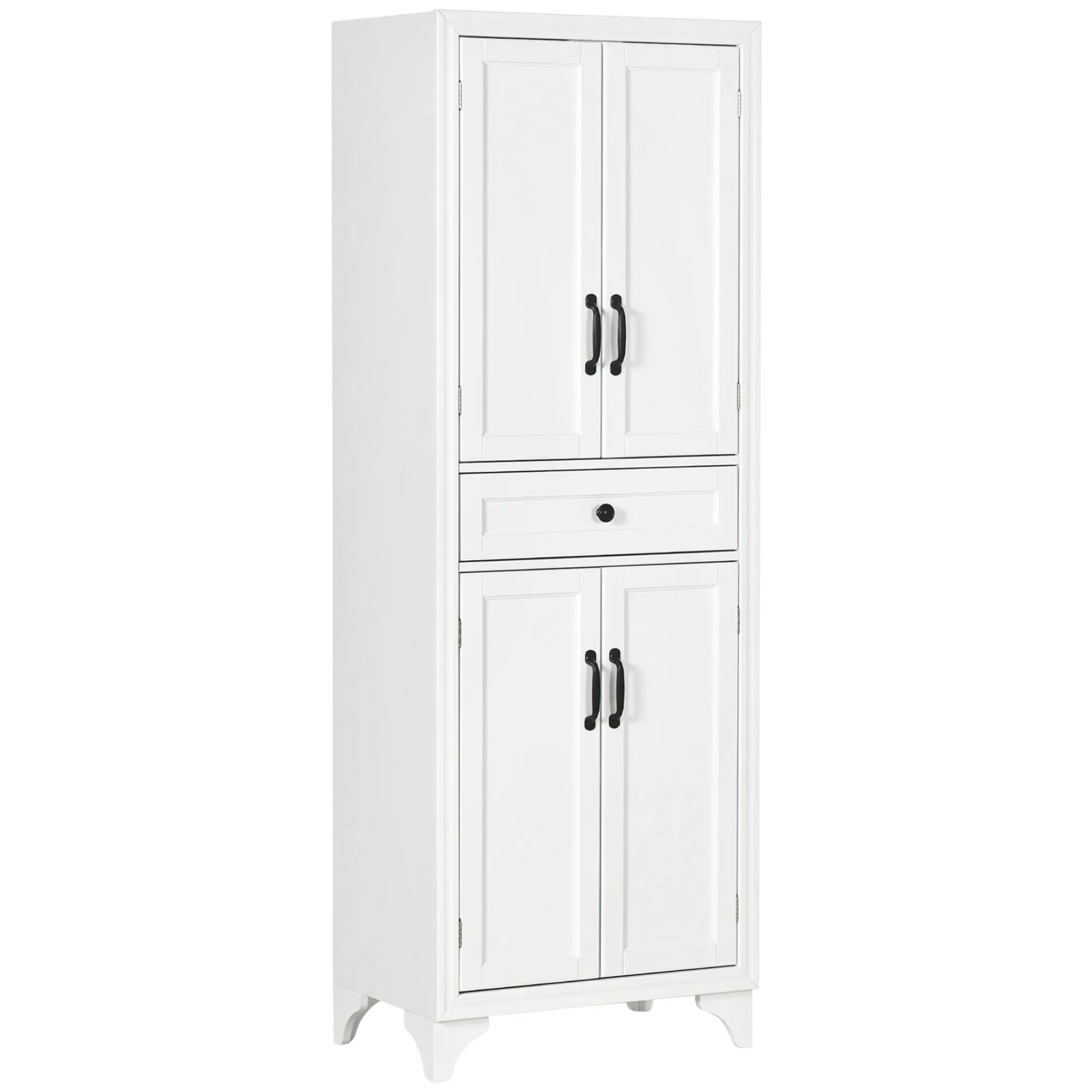 67" 4 Door Kitchen Pantry with Drawer and Adjustable Shelves White