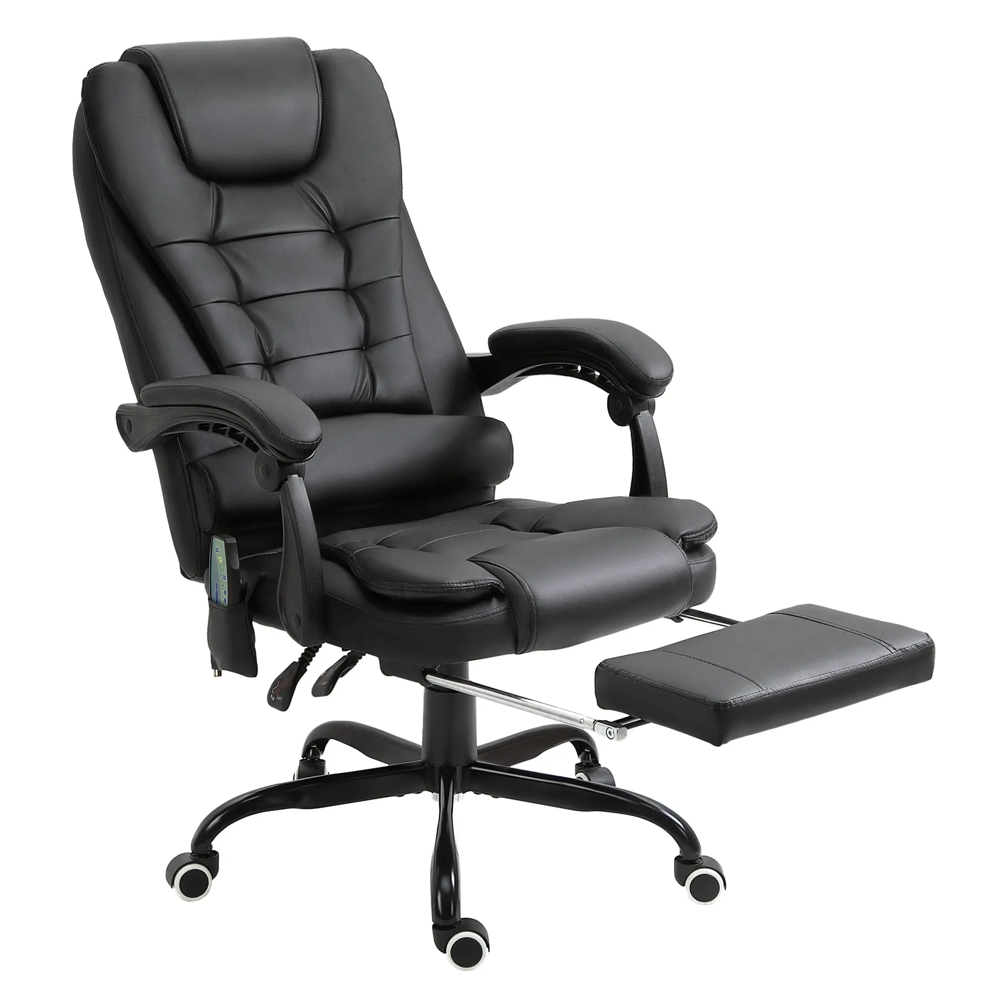 7-Point Massage Office Chair w/ Lumbar Support, Footrest & Adjustable Height, Black