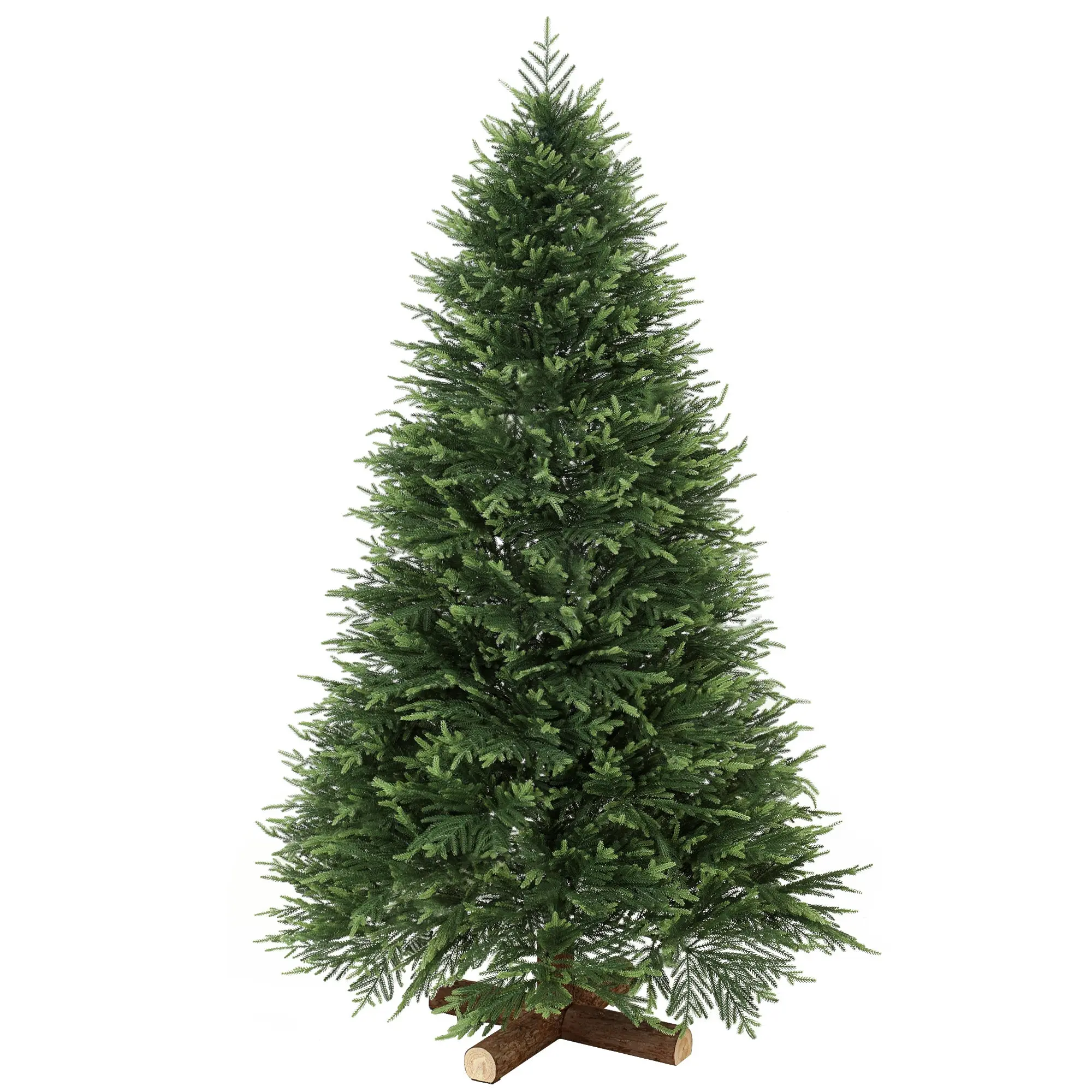 6ft Faux Christmas Tree with Hinged Frame, 751 PE & PVC Tips, Fir Base, Green
