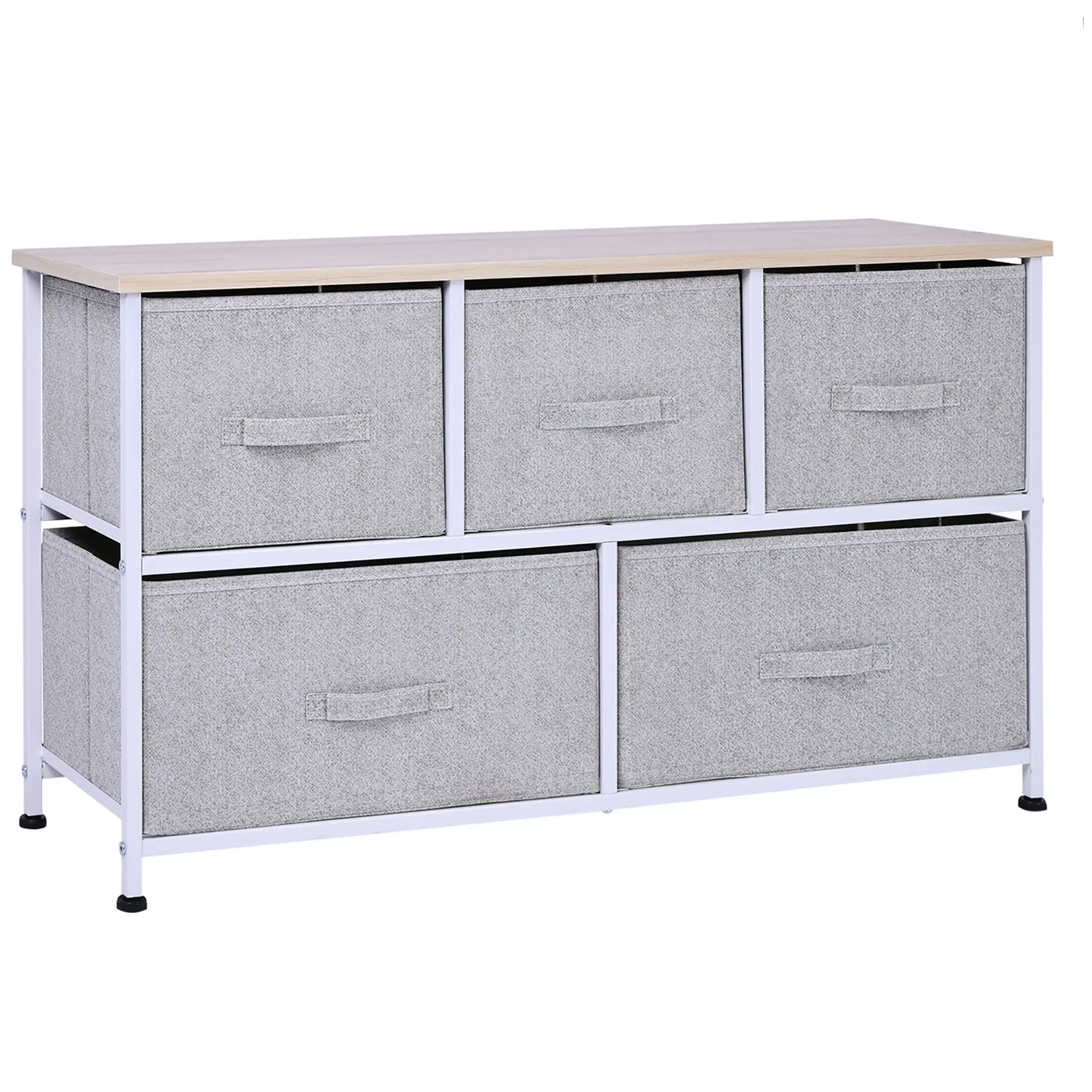 Linen Drawer Cabinet Organizer Storage with 5 Removable Drawer & Adjustable Feet, Grey