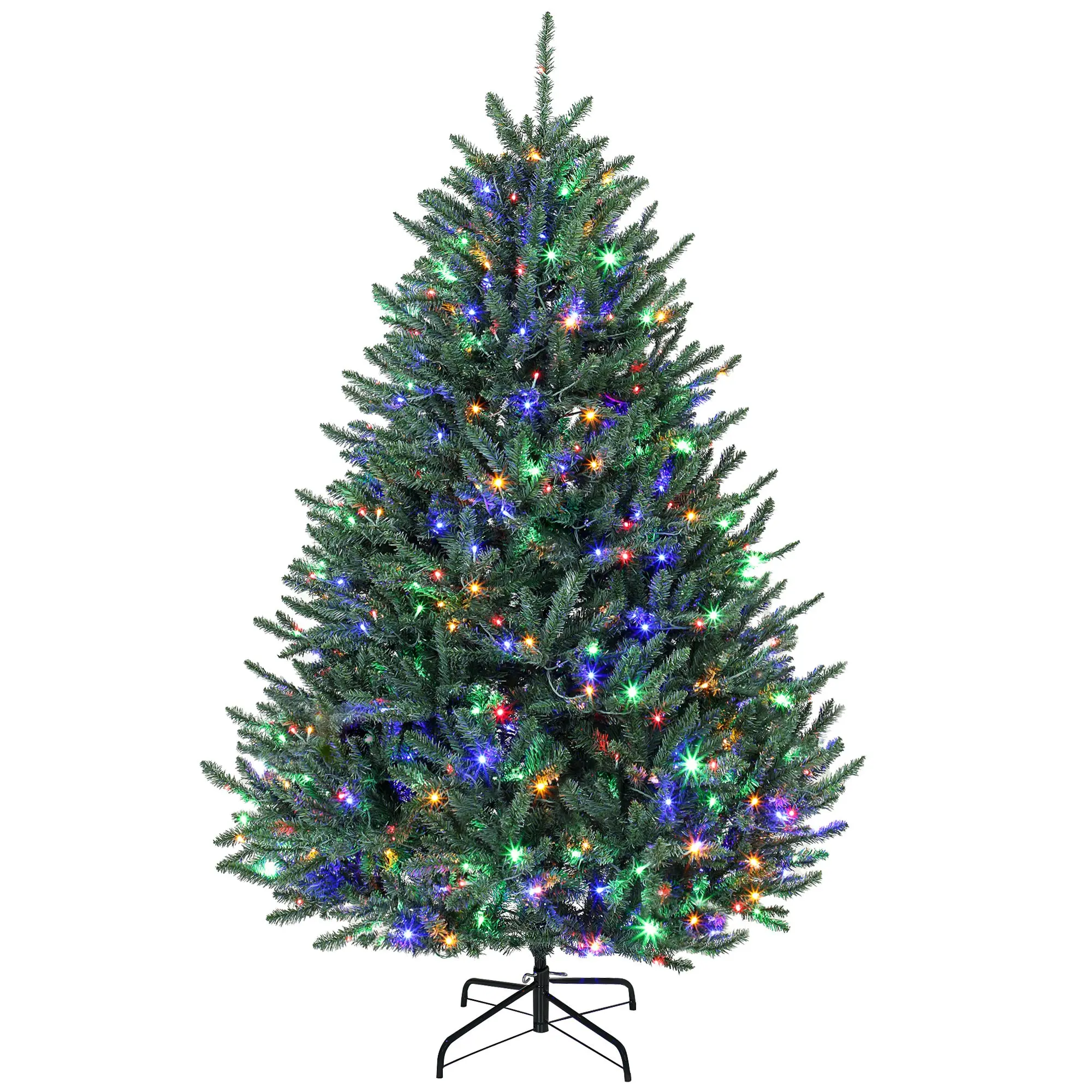 6ft Prelit Hinged Christmas Tree with 480 Warm White & Multi-Colour LEDs, Green
