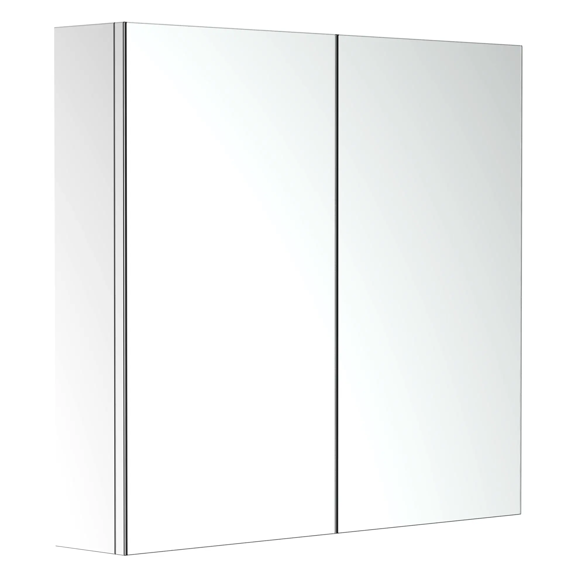 24" x 22" Mirrored Medicine Cabinet, Wall-Mounted Bathroom Cabinet w/ Double Doors, Silver