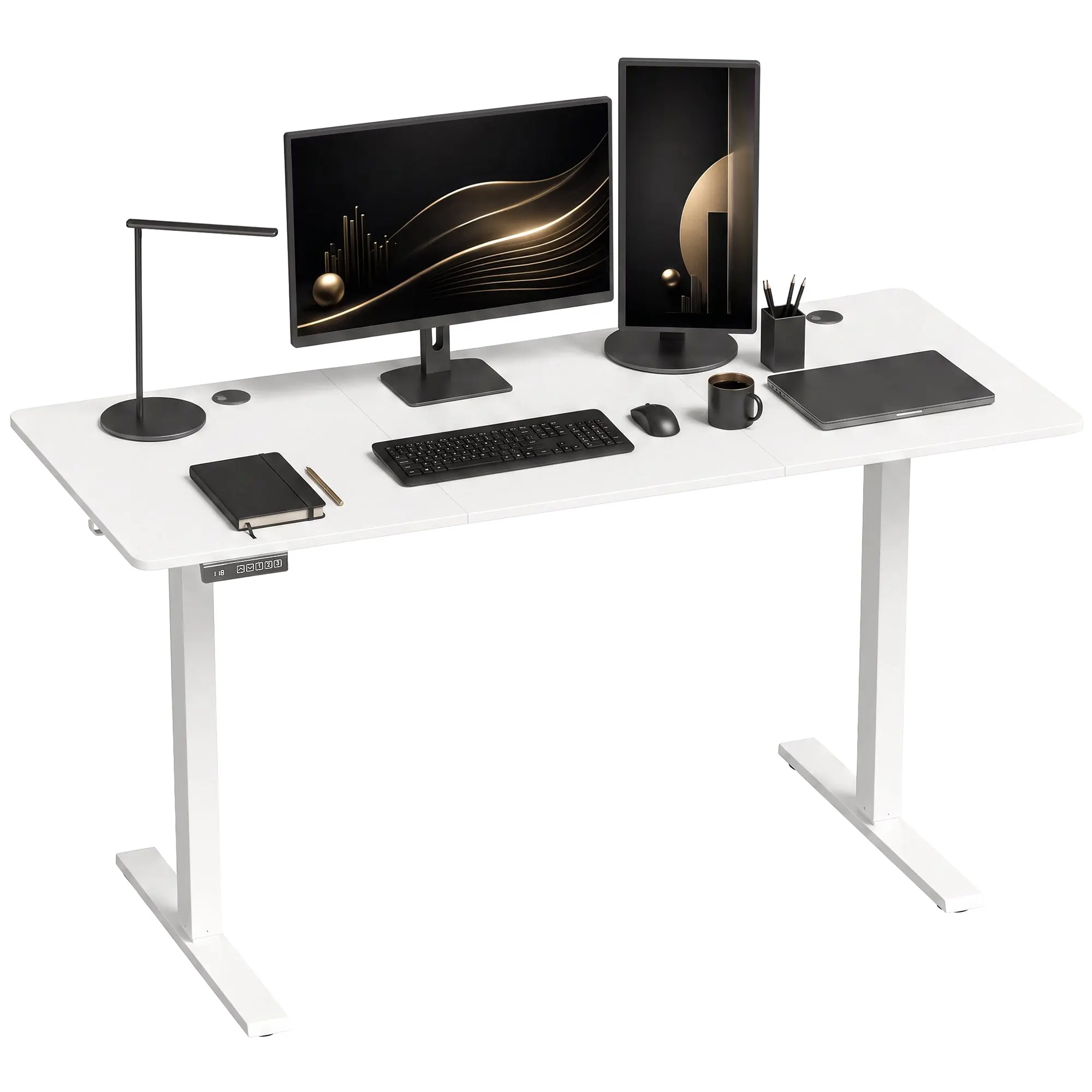Electric Standing Desk 140 x 60cm with 3 Memory Presets, LED Display, White