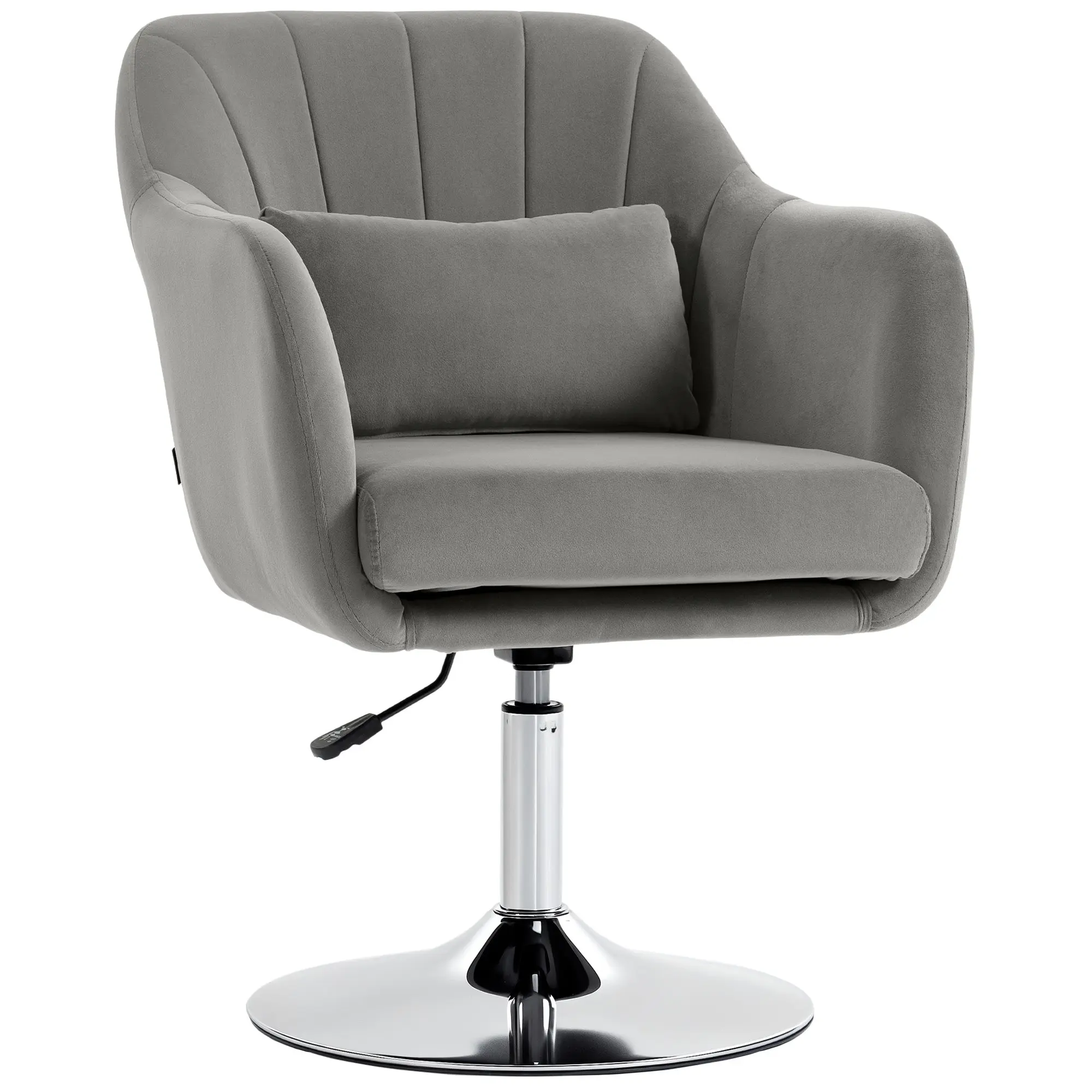 Velvet Swivel Accent Chair with Adjustable Height & Lumbar Support, Grey