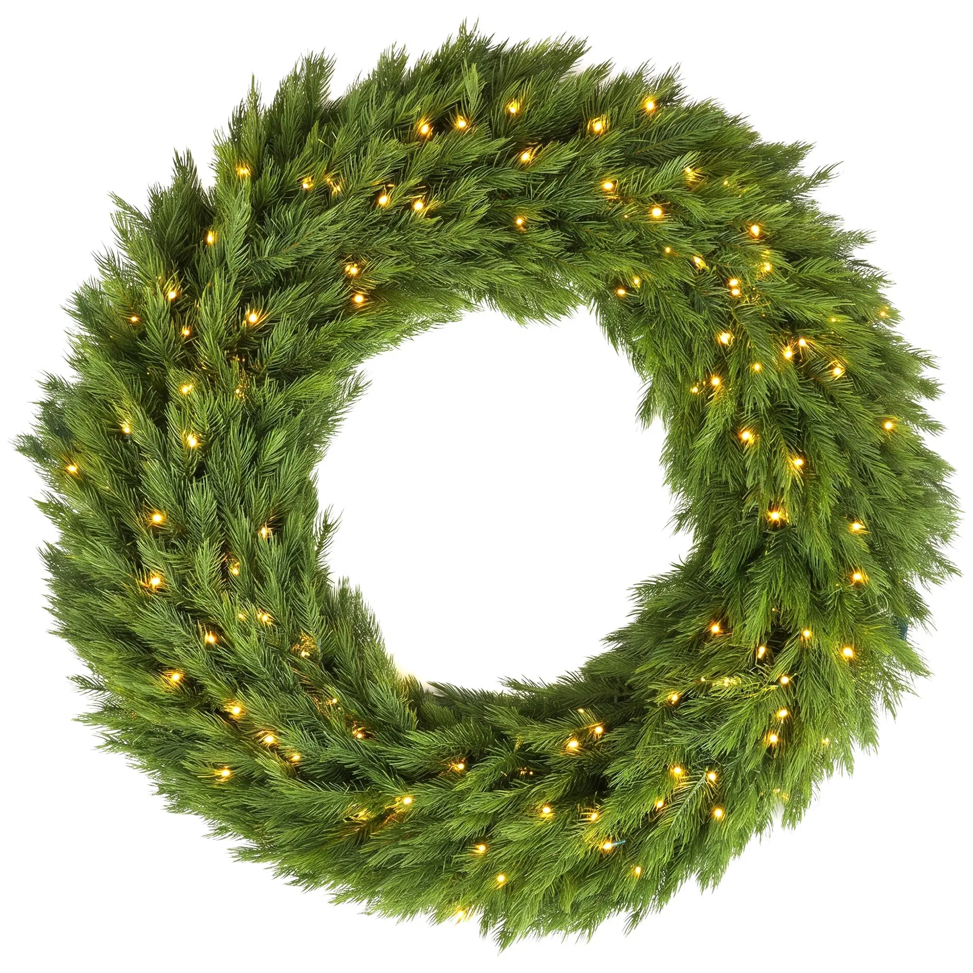 48 in Pre-Lit Norwegian Spruce Christmas Wreath with 150 LED Lights, Green