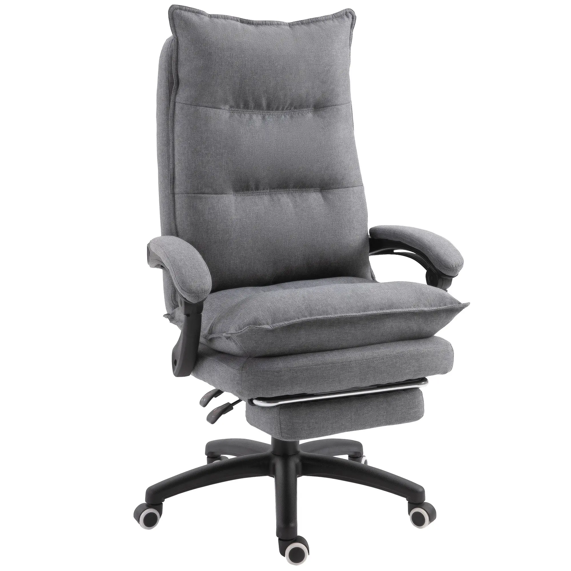 Swivel Office Desk Chair w/ Adjustable Height, Retractable Footrest & Double Padding, Grey