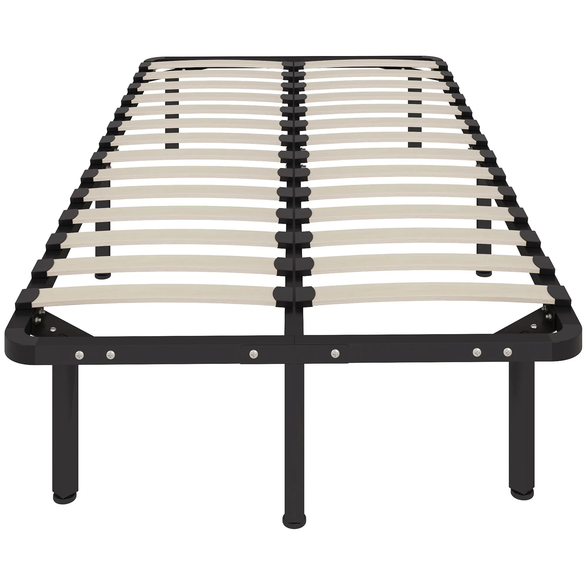 3ft Single Metal Platform Bed Frame with Underbed Storage & Wooden Slats, Black