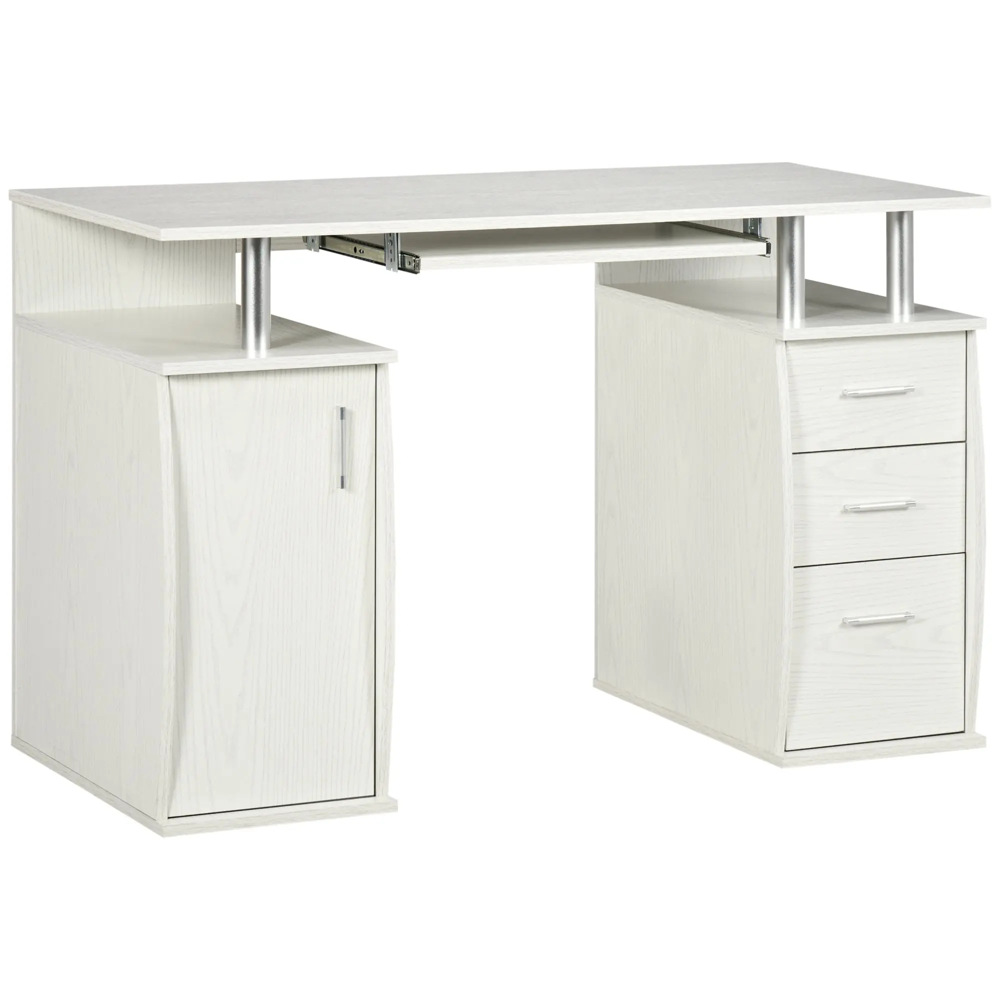 47" Computer Desk w/ Keyboard Tray & Drawers, Home Office Workstation Table, White