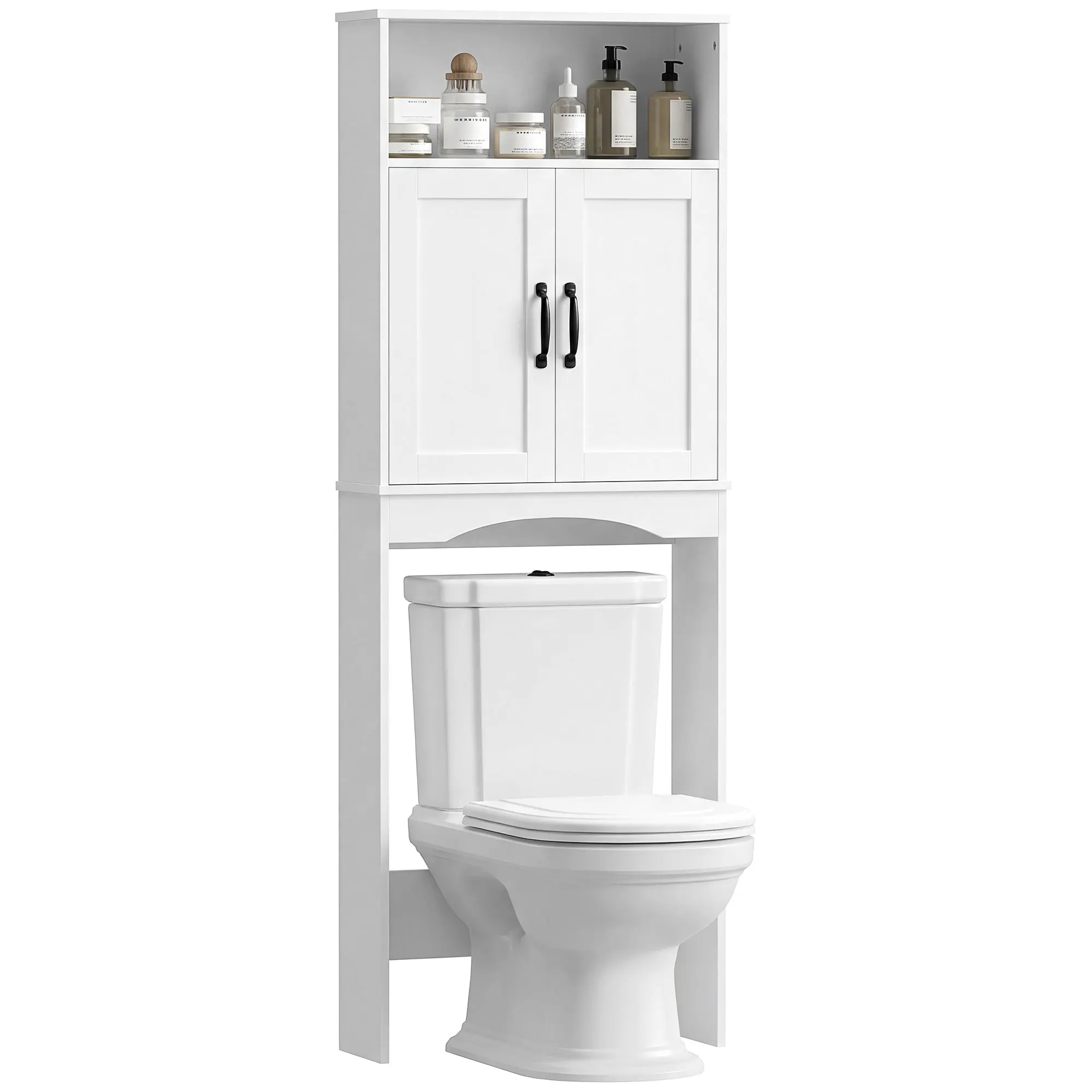 3-Tier Over Toilet Storage Cabinet with Soft-Close Doors, Space Saver, White