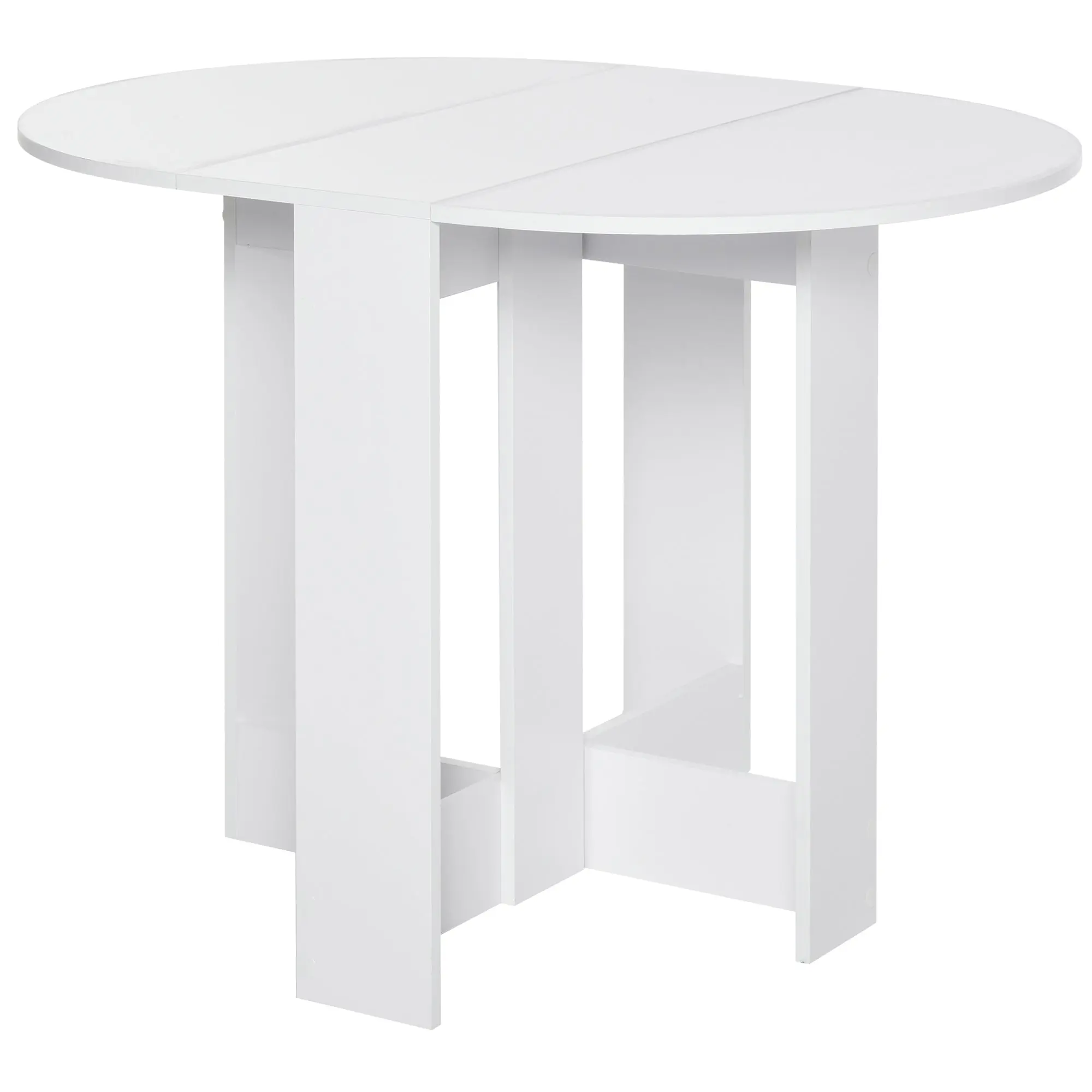 Folding Dining Table, Space-saving Drop Leaf Table for Small Space, White