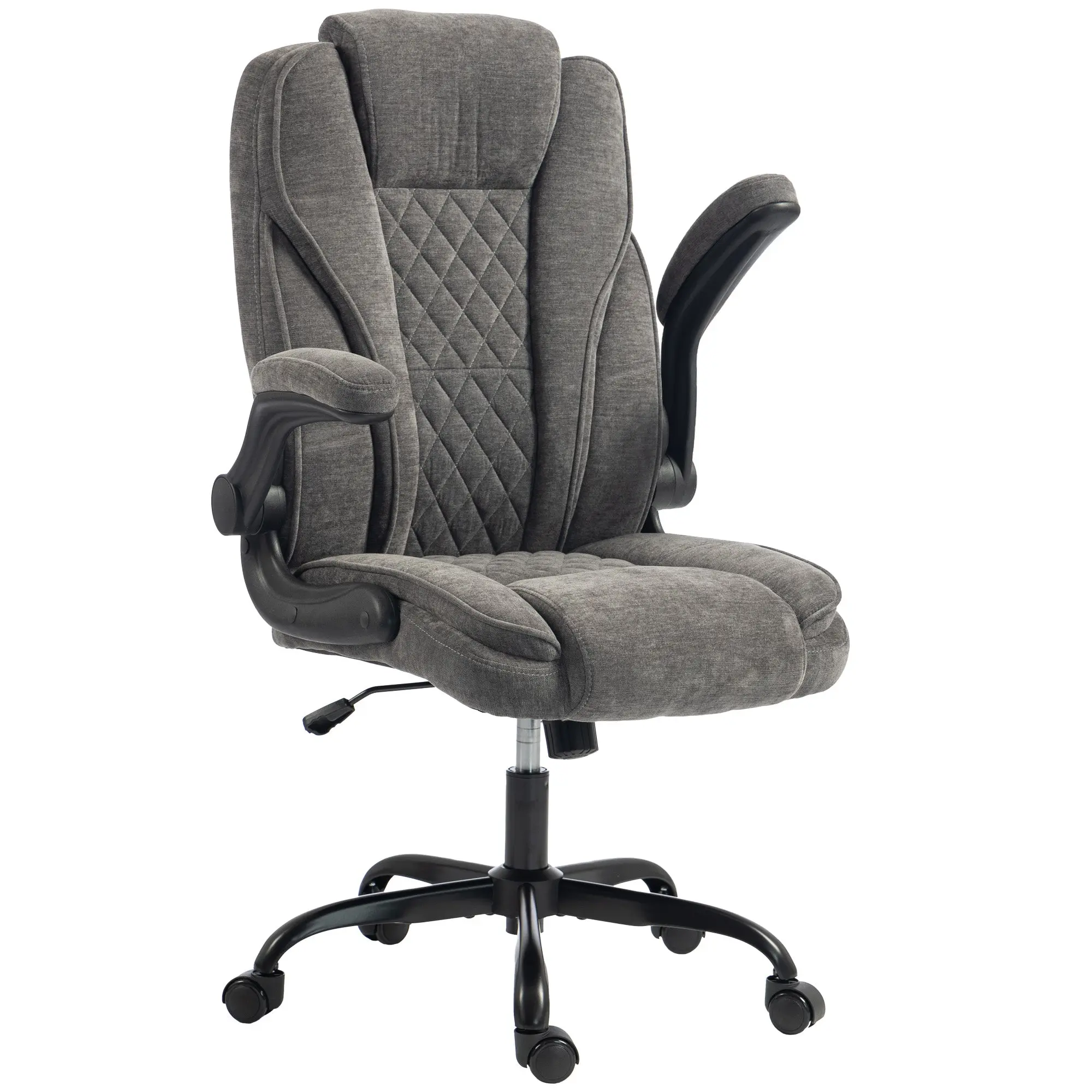 Ergonomic Executive Desk Chair with Padded Flip-up Arms, Pocket Springs, Dark Grey